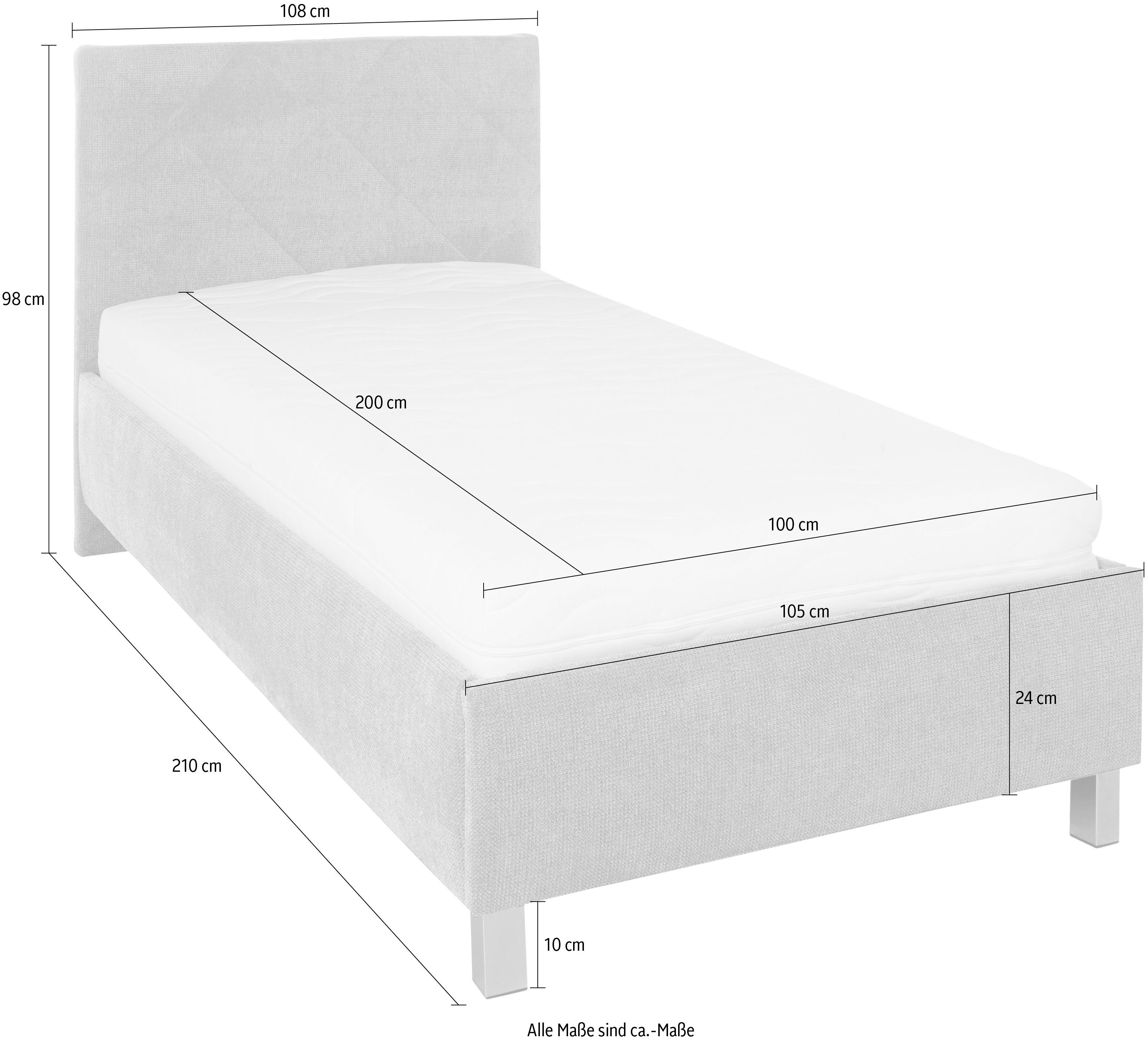 Westfalia Schlafkomfort Polsterbett Padua, mit Rautensteppung, 3 verschiedene Matraztenarten wählbar