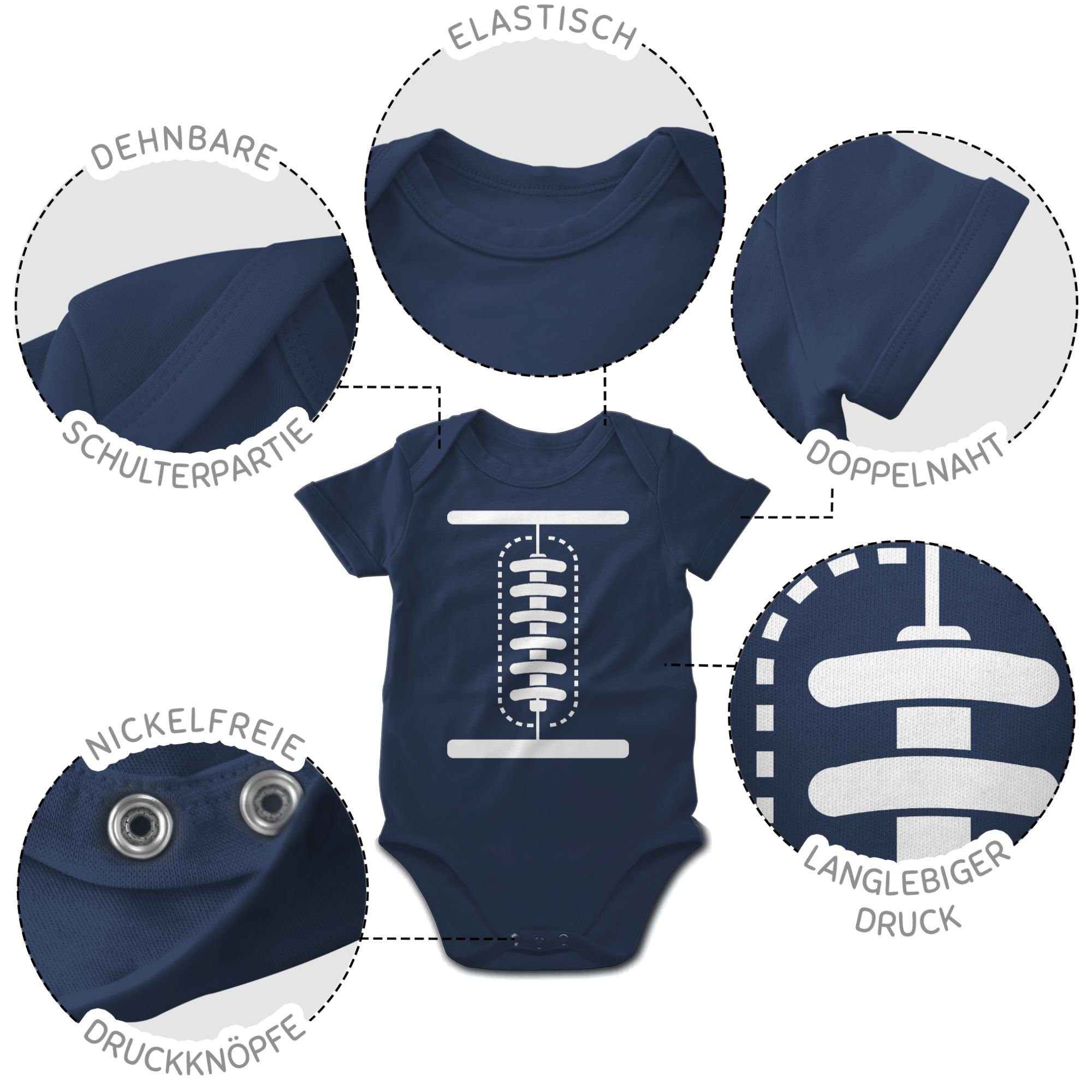 & Baby Navy Karneval Football 2 Shirtracer Blau Shirtbody Kostüm Fasching