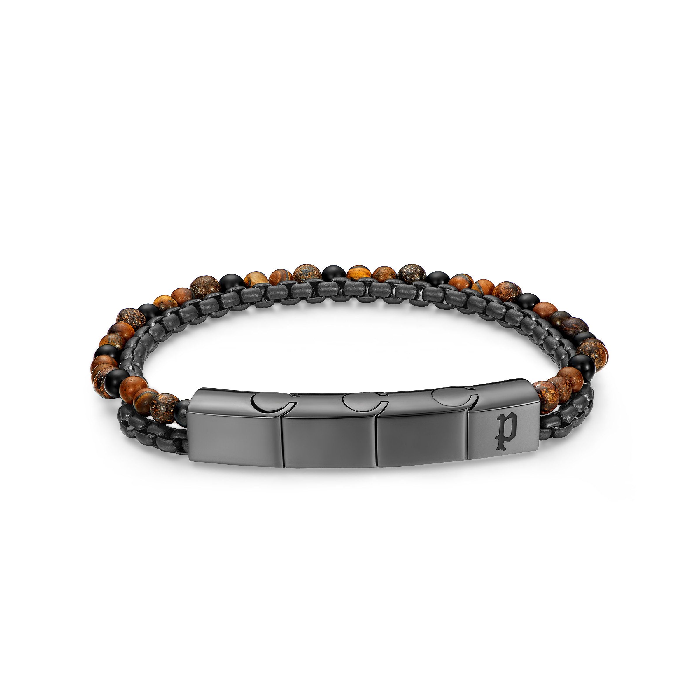 Police Armband Double Impact, mit Tigerauge
