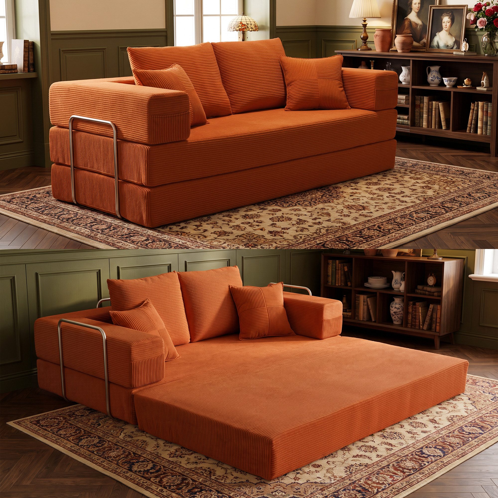 YINIX Schlafsofa 5-in-1 Boneless Couch 200x200 cm, 3-Sitzer Chaiselongue & Doppelbett, Modulares Sofa ohne Rahmen, Stabiler Metallrahmen, Keine Montage