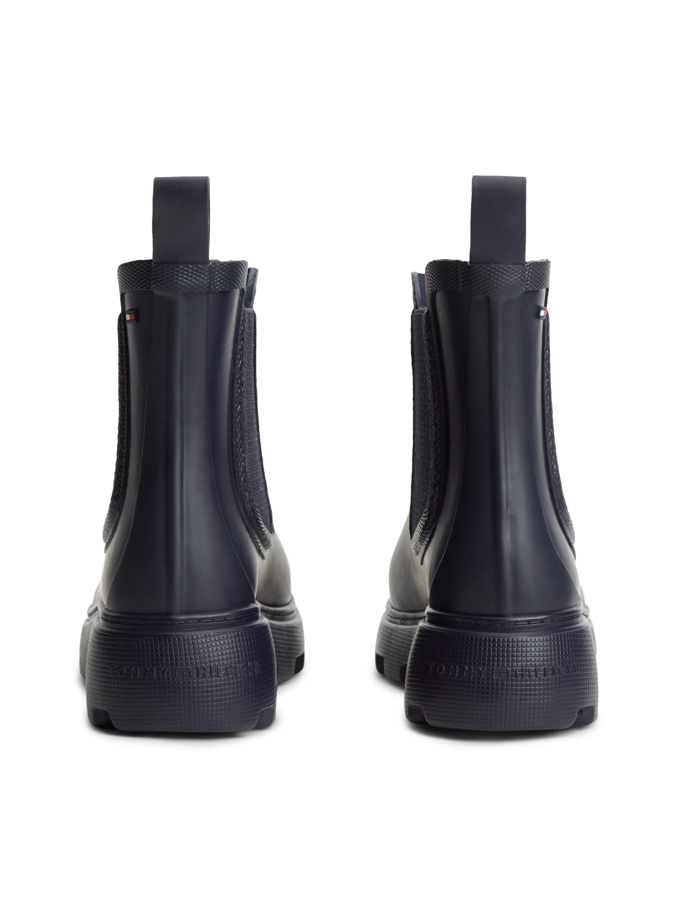 Tommy Hilfiger RUBBER FLAG CLEATED RAINBOOT Chelseaboots Stiefelette, Rainboots mit beidseitigem Stretcheinsatz
