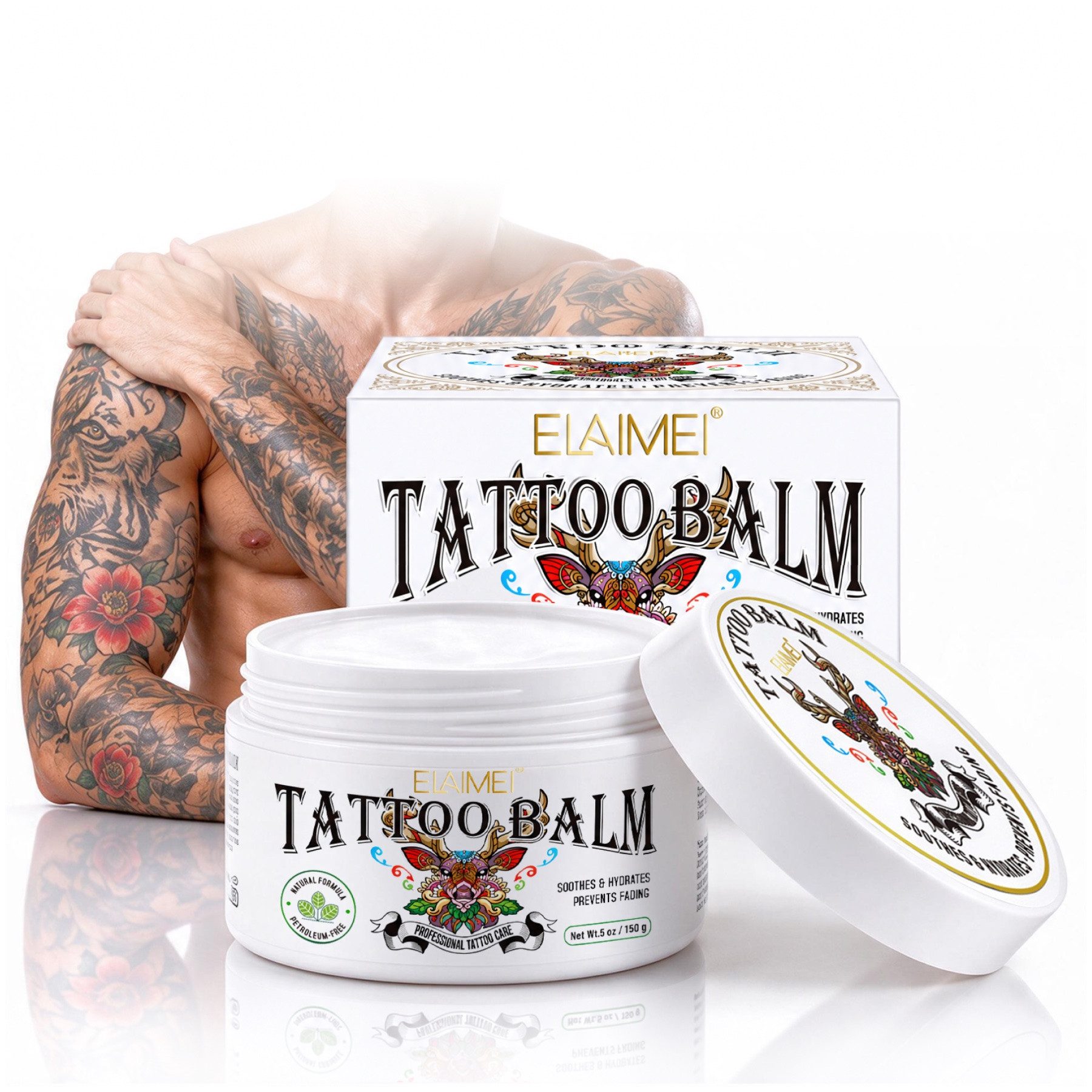 ALIVER Hautcreme Tattoo Balm Creme Balsam Tätowierung Aftercare Hautpflege Feuchtigkeit, 1-tlg., Tattoopflege, Tattoobalm, Hautpflege, Nachbehandlung