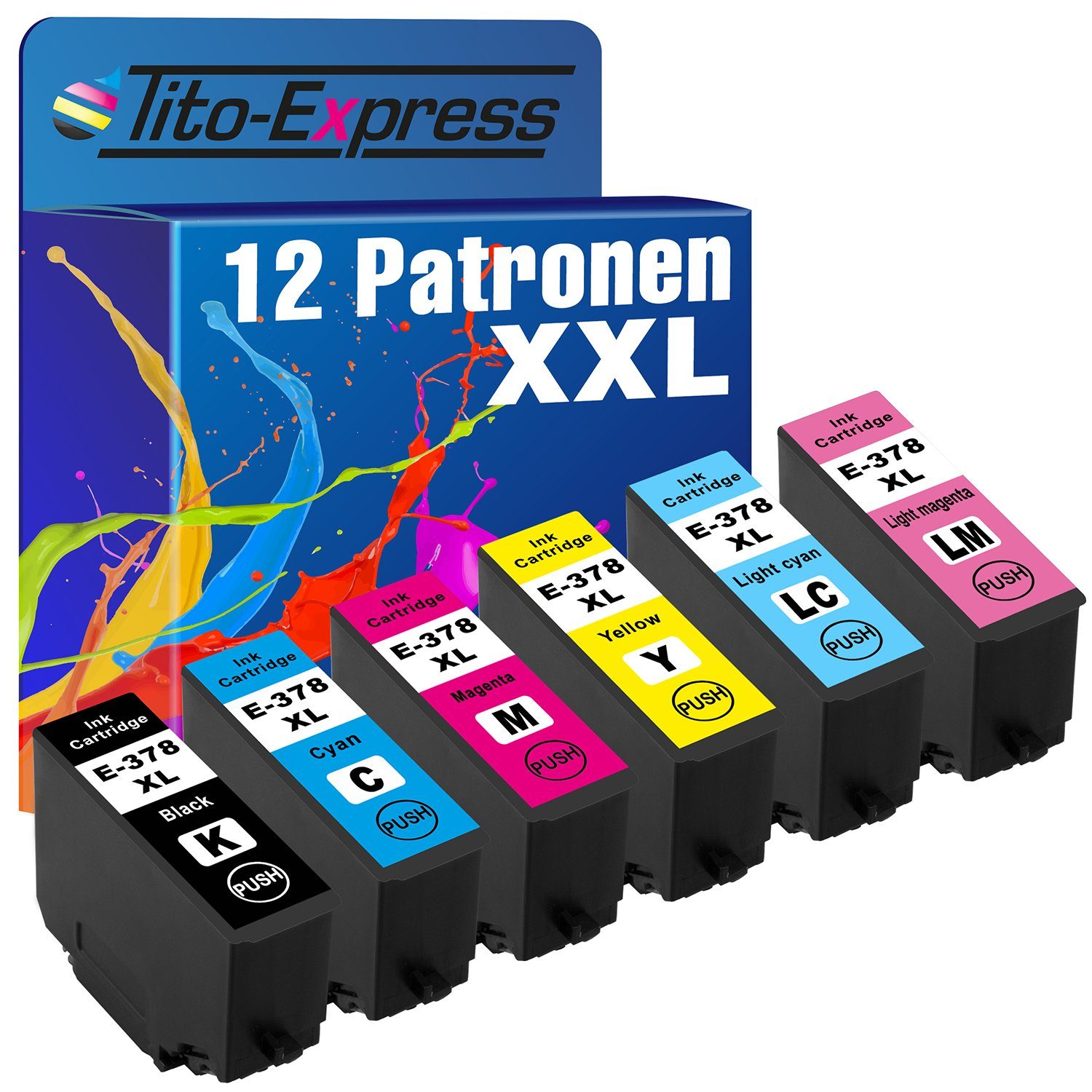 Tito-Express XP-8600 XL 12er Set T3793 ersetzt PlatinumSerie T3796 Epson XP-8500 T3795 Photo XP-8505) XP-8605 T3792 Tintenpatrone T3791 378 (für Expression T3794 XP-8700