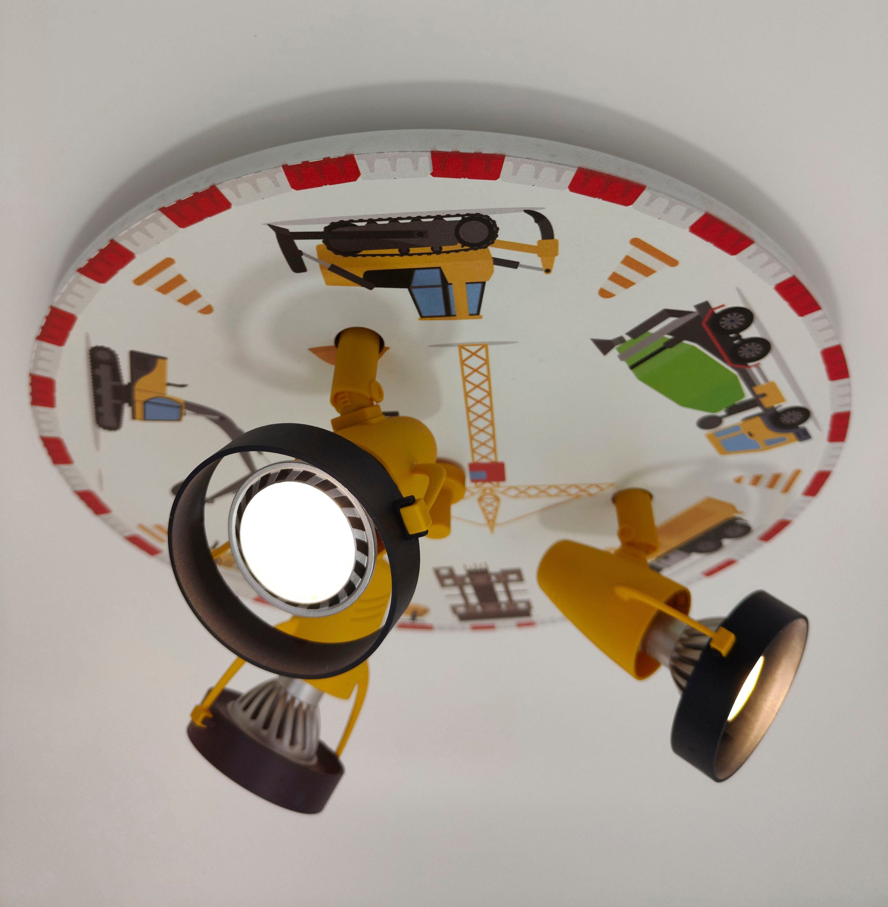 niermann Deckenstrahler Strahler Baustelle, Kinderlampe, 3 verstellbare Spots, Kinderzimmer