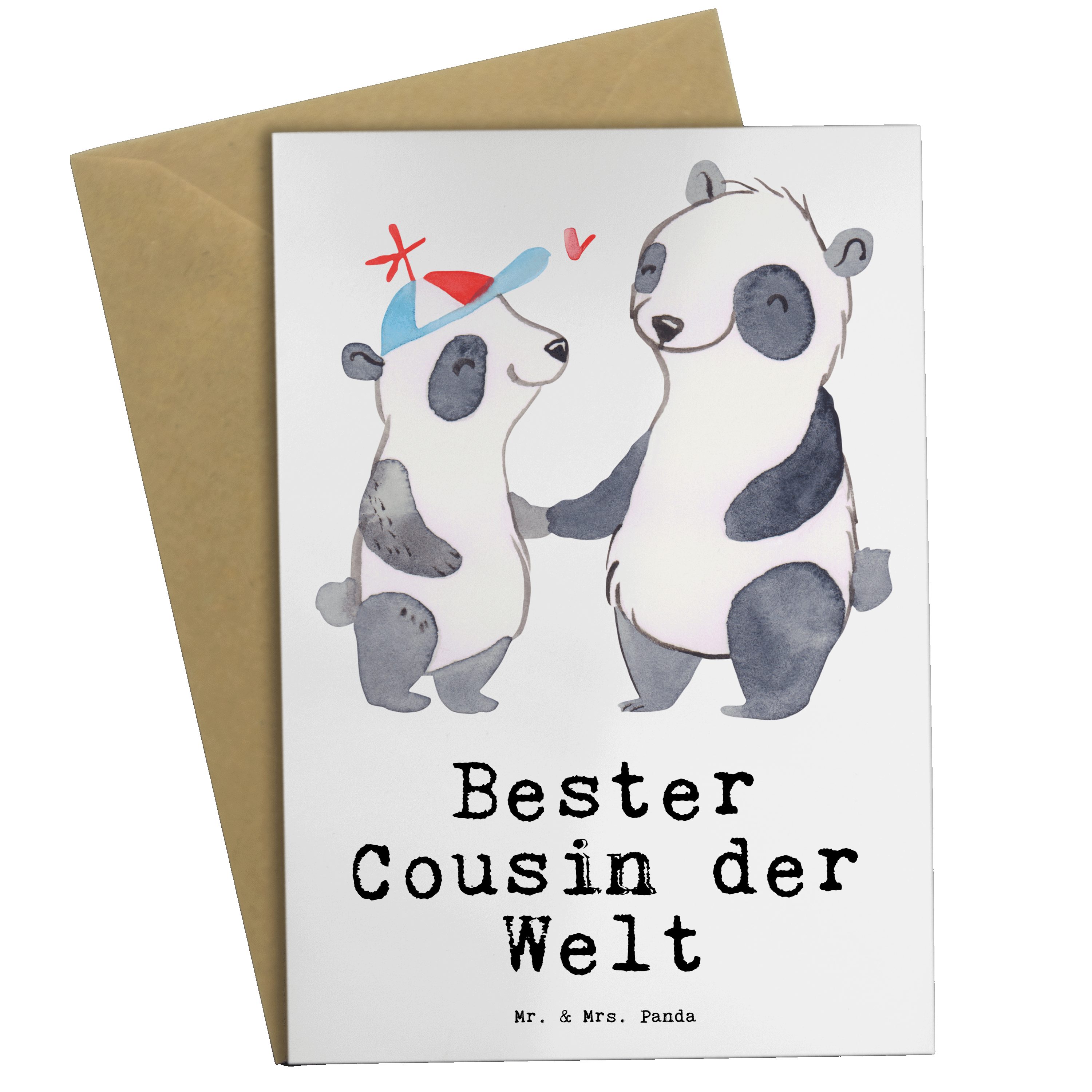 Mr. & Mrs. Panda Grußkarte Panda Bester Cousin der Welt - Weiß - Geschenk, Schenken, Einladungsk