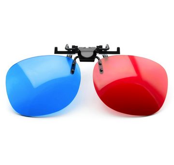 PRECORN Videobrille 4x 3D Brille Clip-On rot/blau (3D-Anaglyphenbrille) für Brillenträger