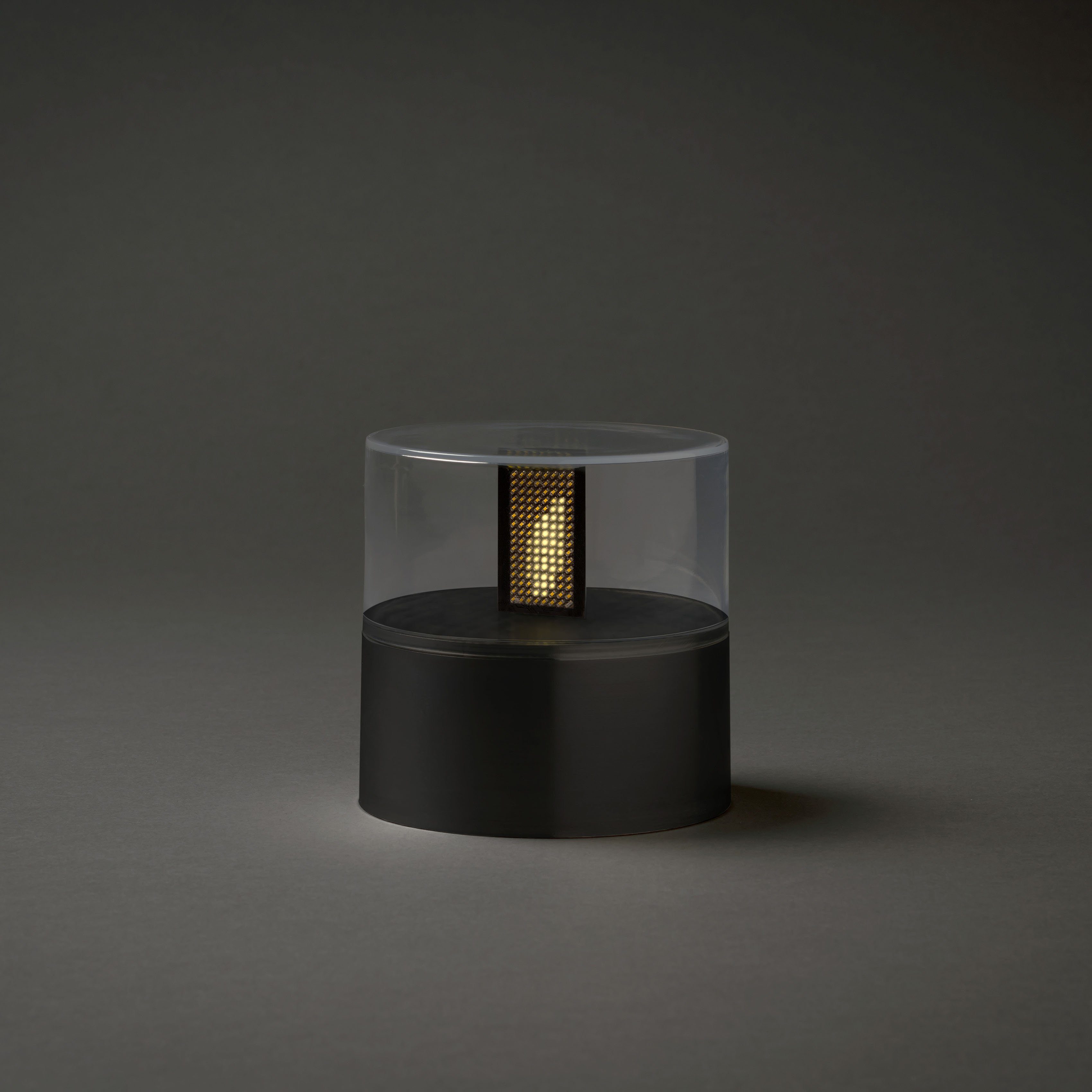 Flamme LED integriert, LED Abdeckung transparenter und KONSTSMIDE Dekolicht, mit Warmweiß, fest LED schwarzem Kunststoffsockel