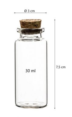BigDean Gewürzbehälter 15er Set Gewürzgläser Korken-Deckel 30ml klein rund Glas Vorratsglas, Glas & Kork, (15-tlg)