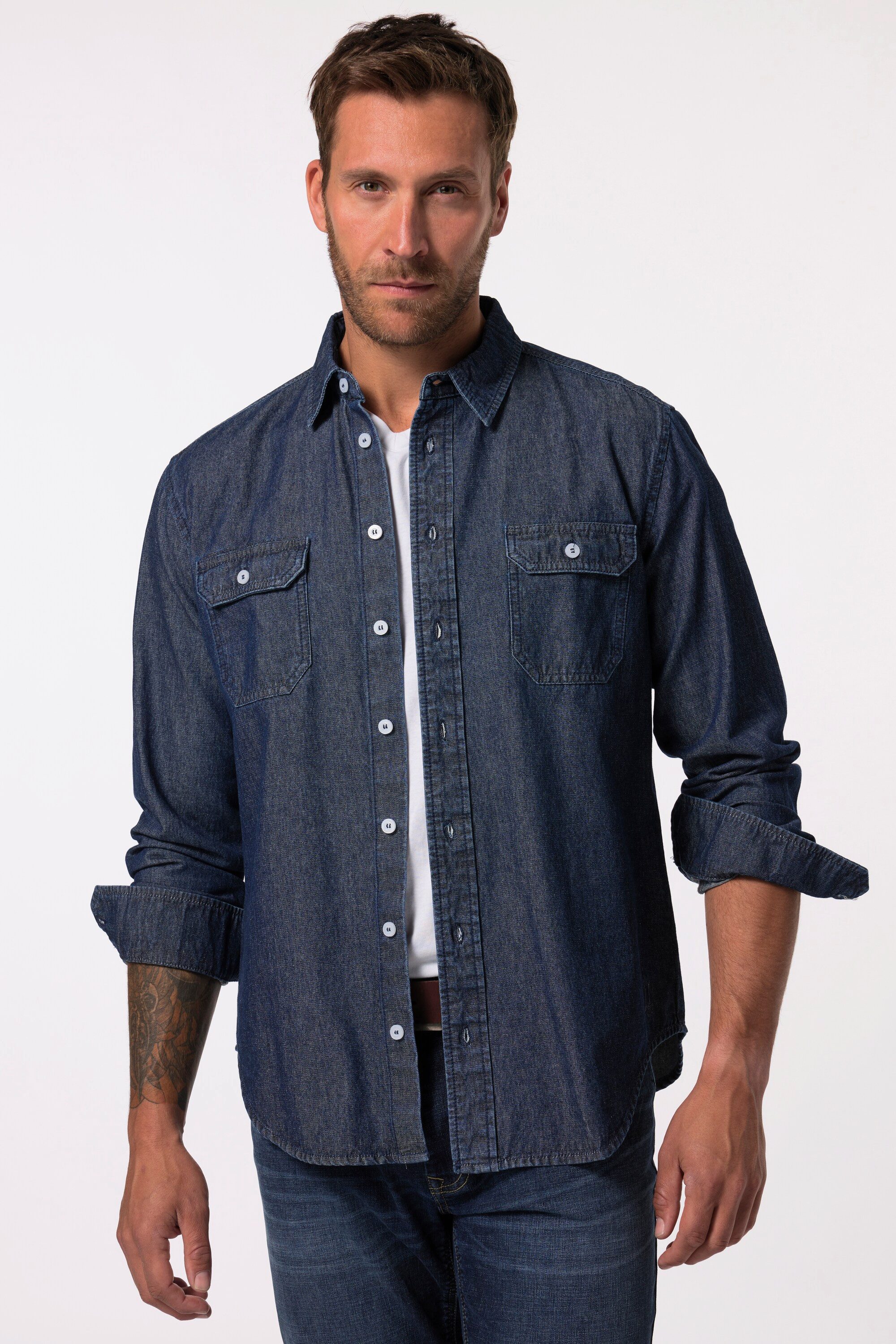 Businesshemd Jeanshemd Langarm Kentkragen Modern Fit