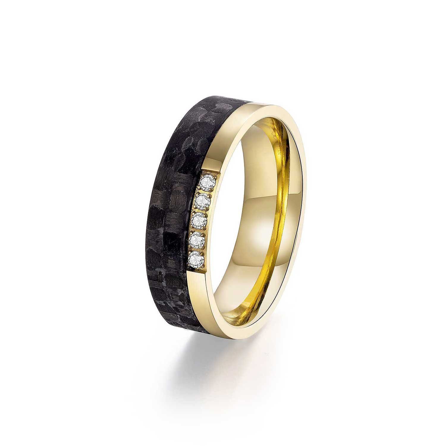 Adam & Eve Trauring Carbon/Titan - Eheringe, Partnerringe "AEC52W" mit Zirk günstig online kaufen