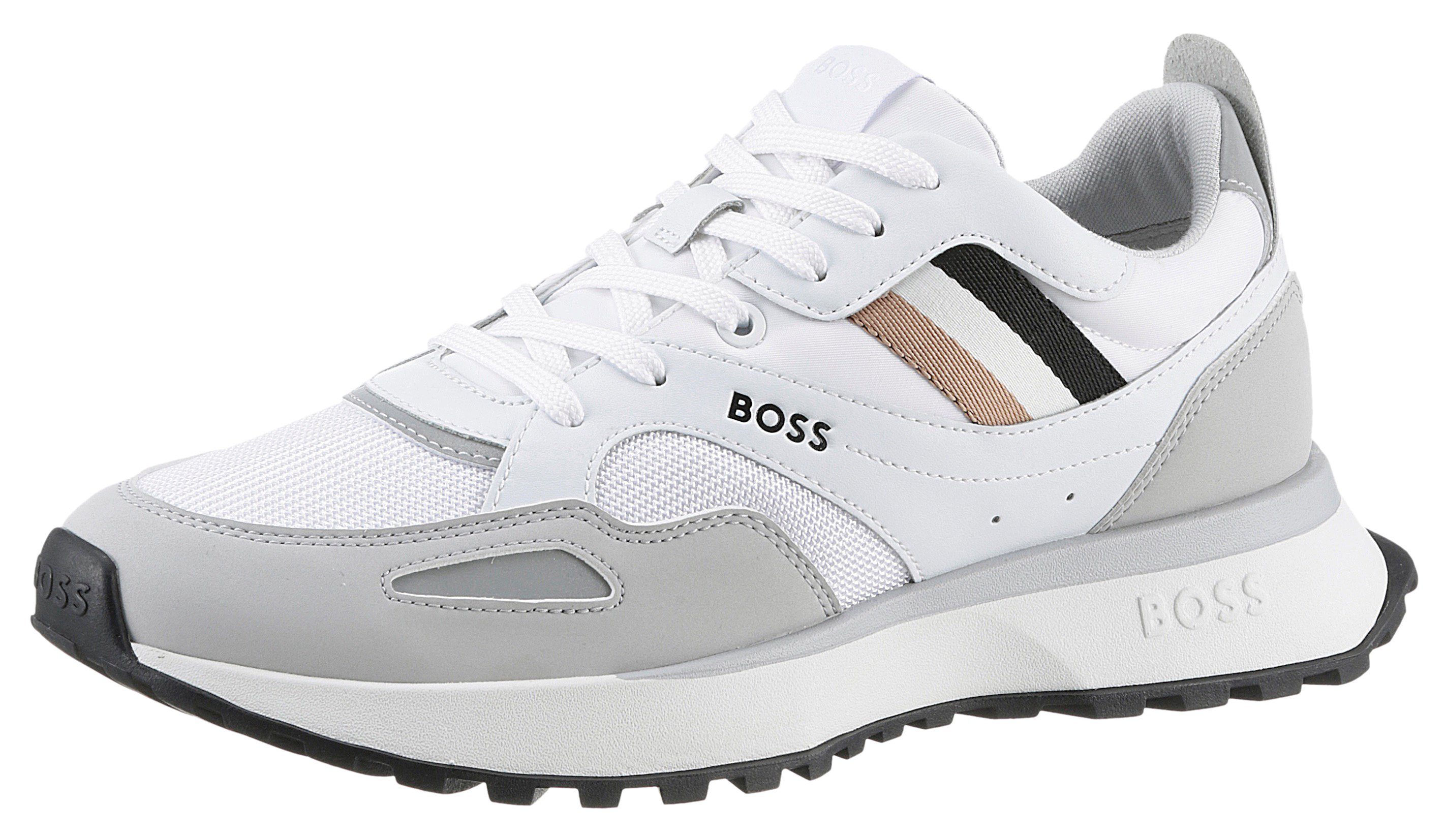 BOSS Jonah_Runn Sneaker mit BOSS-Markenlabel weiß kombiniert
