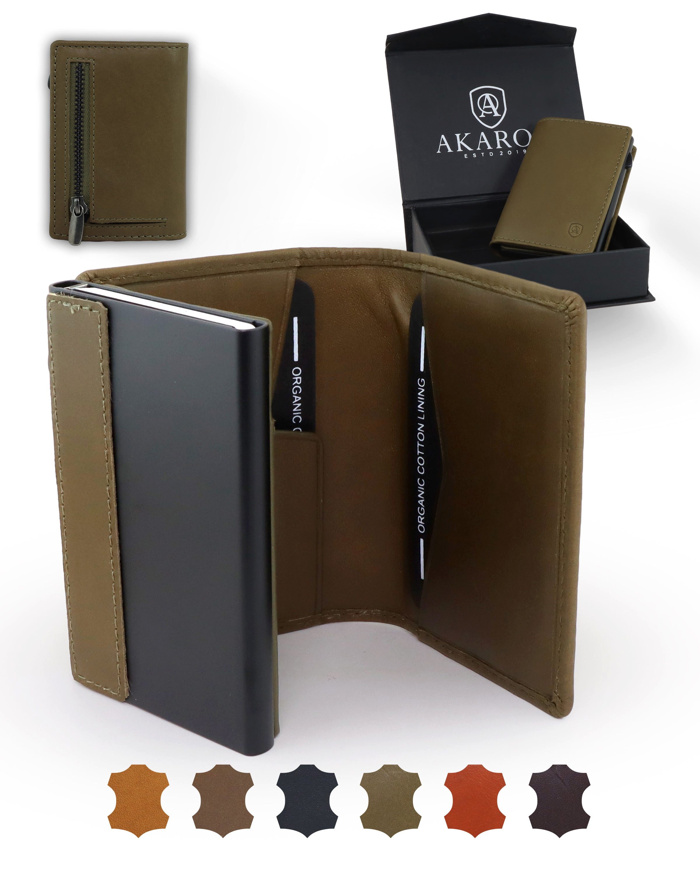 AKAROA Geldbörse Kartenetui Slim Wallet PELLE – Popup Cardholder mit Kartenauswurf