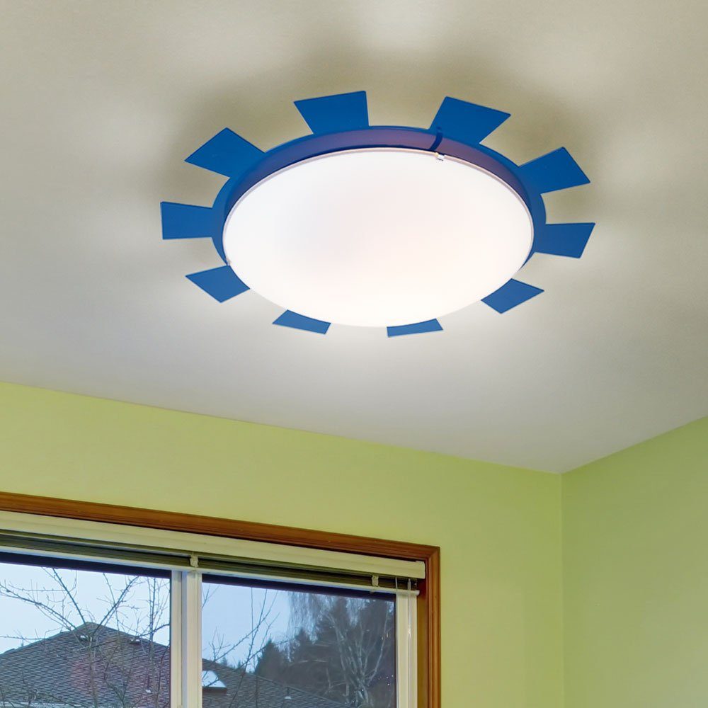 etc-shop Dekolicht, Leuchtmittel inklusive, Warmweiß, Kinderleuchte  Deckenleuchte Wandlampe LED Kinderzimmer Stahl blau weiß | Tischlampen