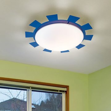 etc-shop Dekolicht, Leuchtmittel nicht inklusive, Kinderleuchte Deckenleuchte Wandlampe Kinderzimmer Stahl blau weiß 2x