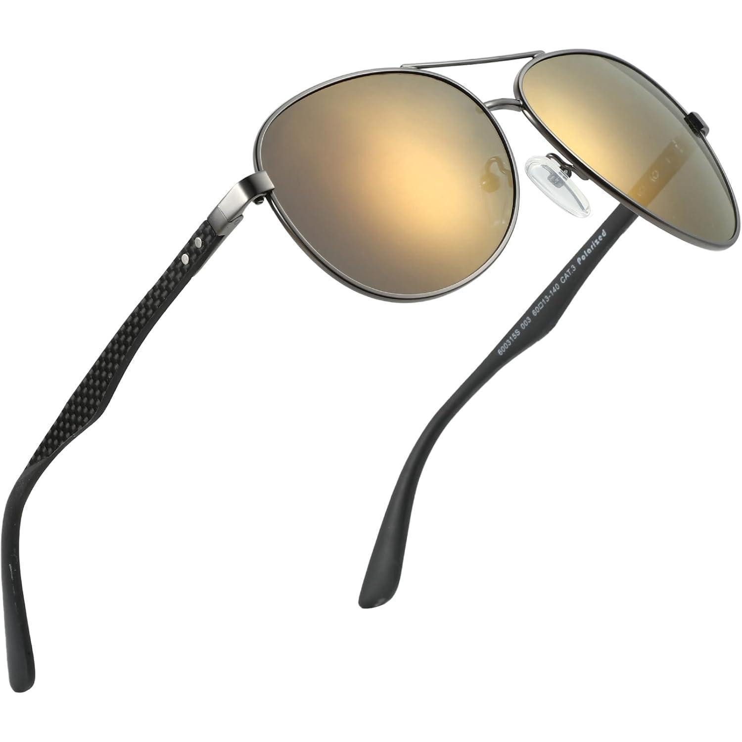 LuxusKollektion Pilotenbrille Sonnenbrille polarisiert Pilotenbrille UV400 Metallrahmen Gold