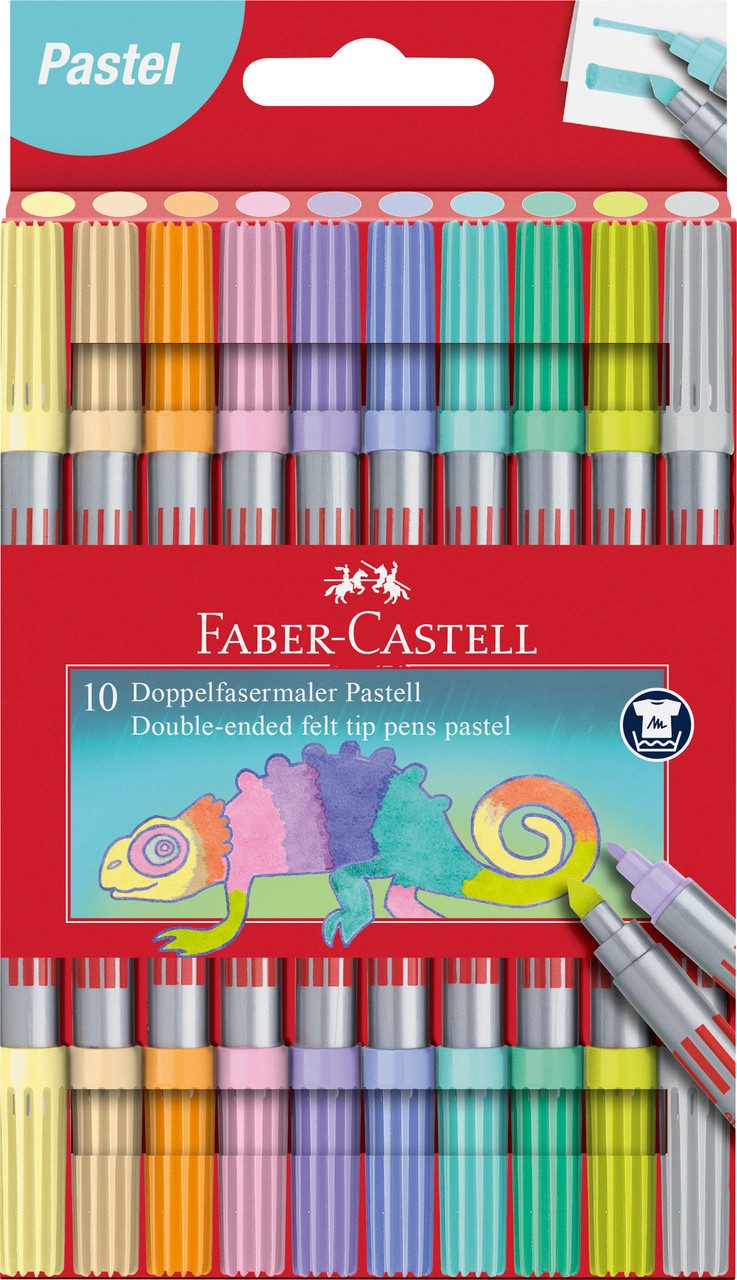 Faber-Castell Filzstift Doppelfasermaler, Filzstifte Set 10-teilig für Kinder und Erwachsene