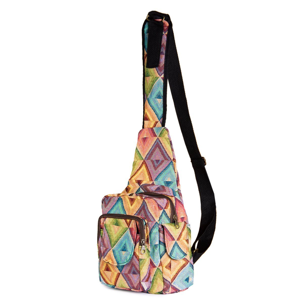 PANASIAM Umhängetasche Schultertasche Webdesign auch wie ein kleiner Rucksack auf einer, Schulter tragbar aus fester Baumwolle kleine Handtasche Freizeittasche WOV14