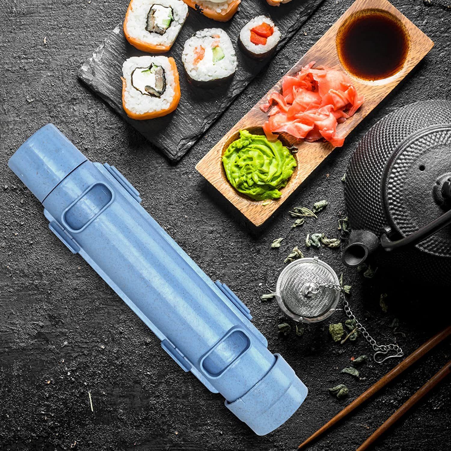 Zubereitungswerkzeuge Blau Sushiteller Sushi-Bazooka, NUODWELL Sushi-DIY-Maschine, gemeinsame
