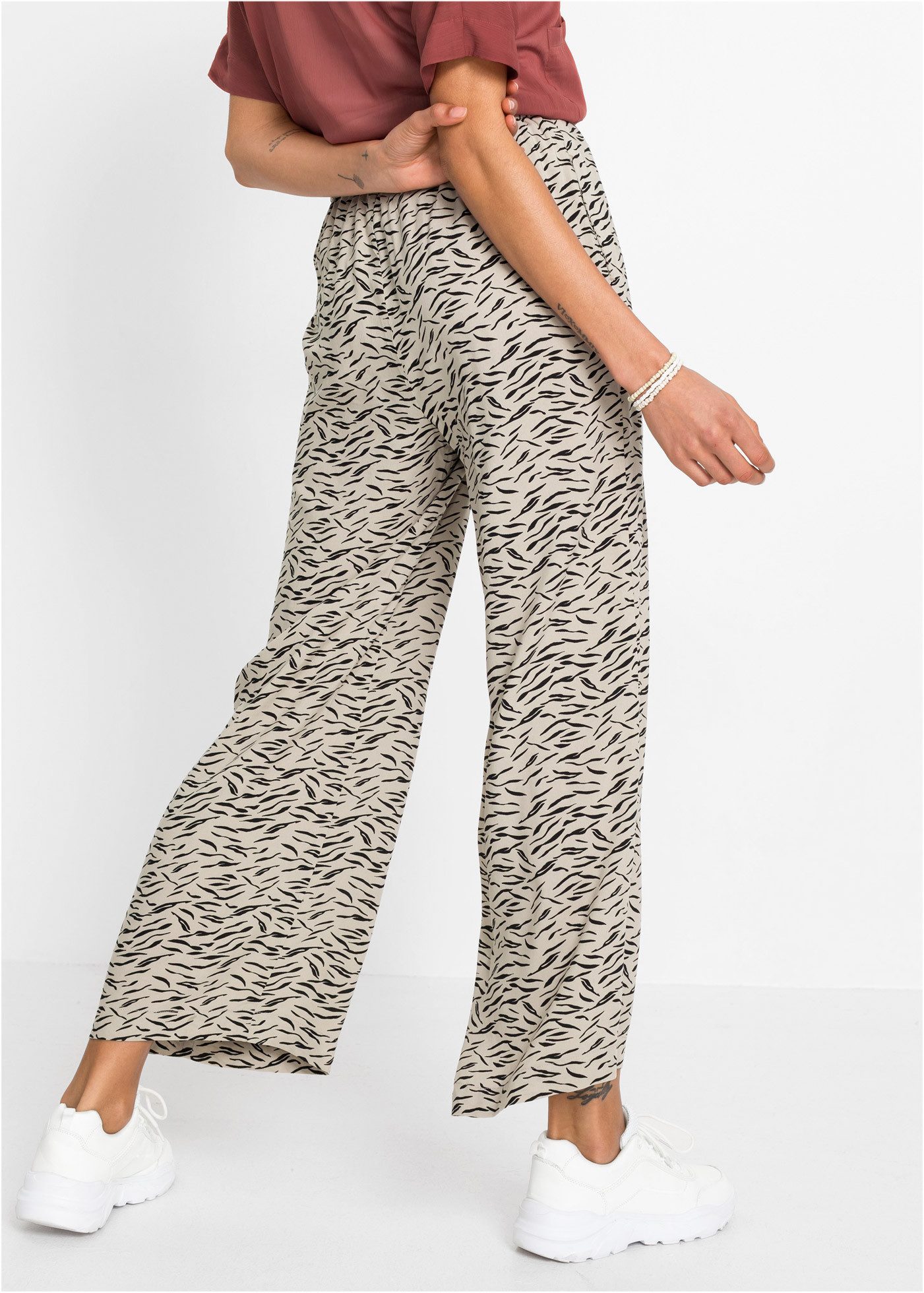 bonprix Palazzohose aus Viskose, lockere Passform, weiter Bein, casual Stil