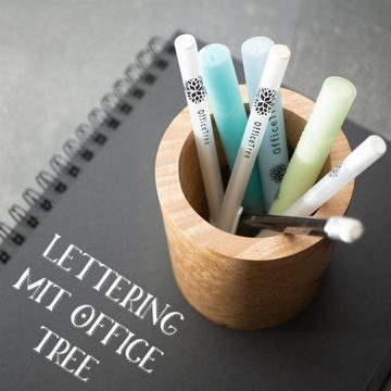 OfficeTree Gelschreiber 3x Gelstifte Weiß, (3er Set), je 0,75 mm feine Spize + Bleistift mit Radierer