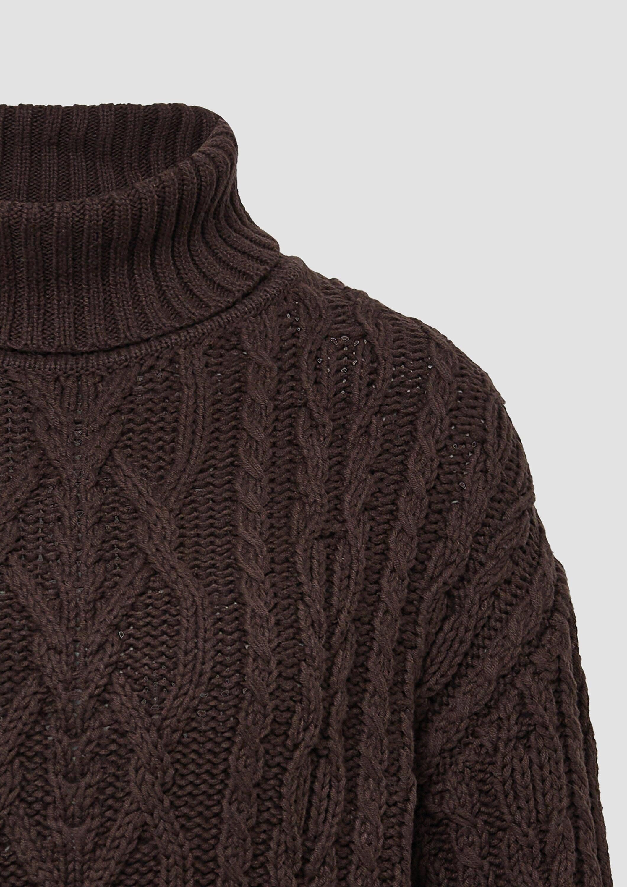 s.Oliver Longpullover Strickpullover Strickpullover mit Rollkragen und Zopfmuster