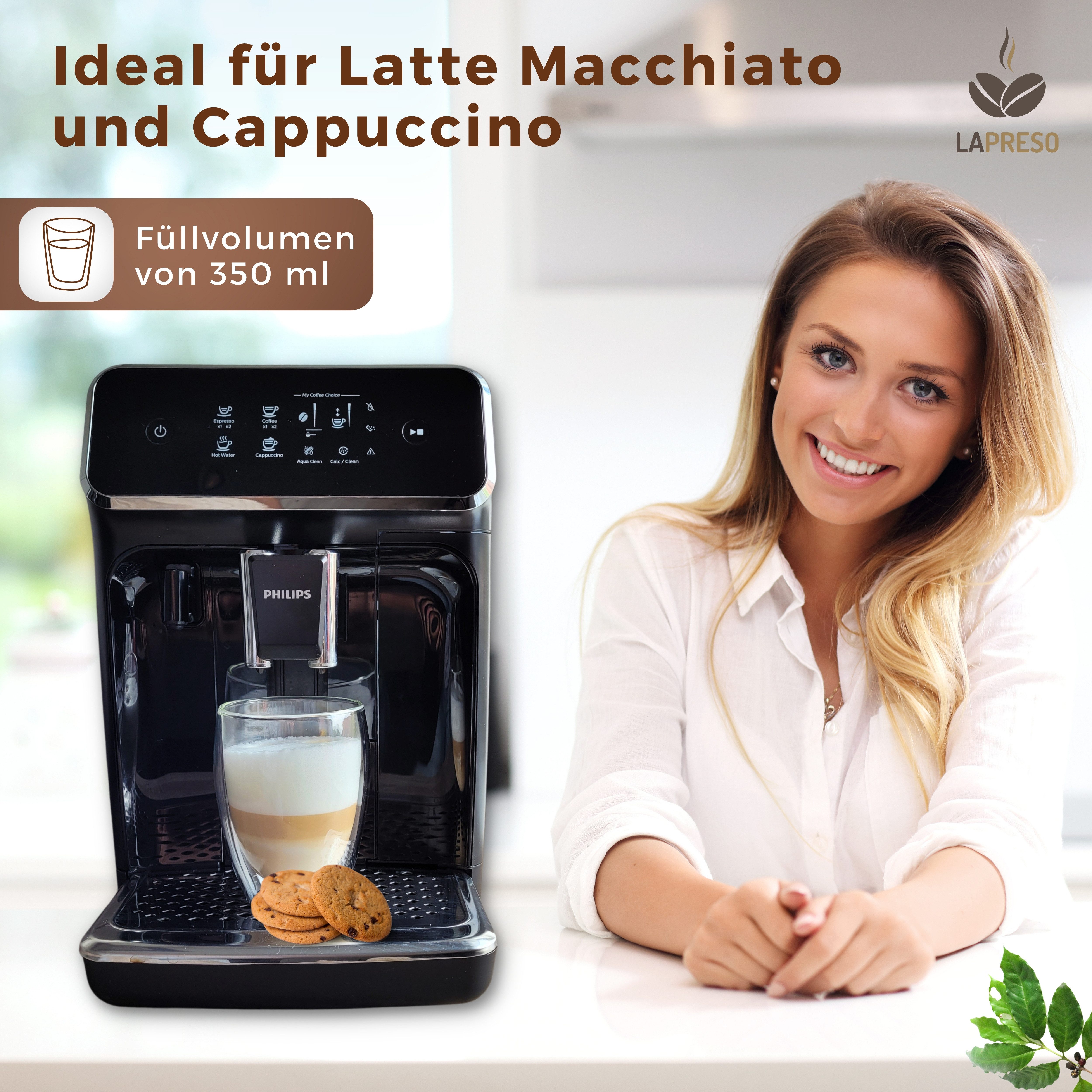 LAPRESO Latte-Macchiato-Glas Doppelwandig, Thermogläser Kaffeegläser Set 350 & 450 ml, 6-tlg., Borosilikatglas, 6er Set