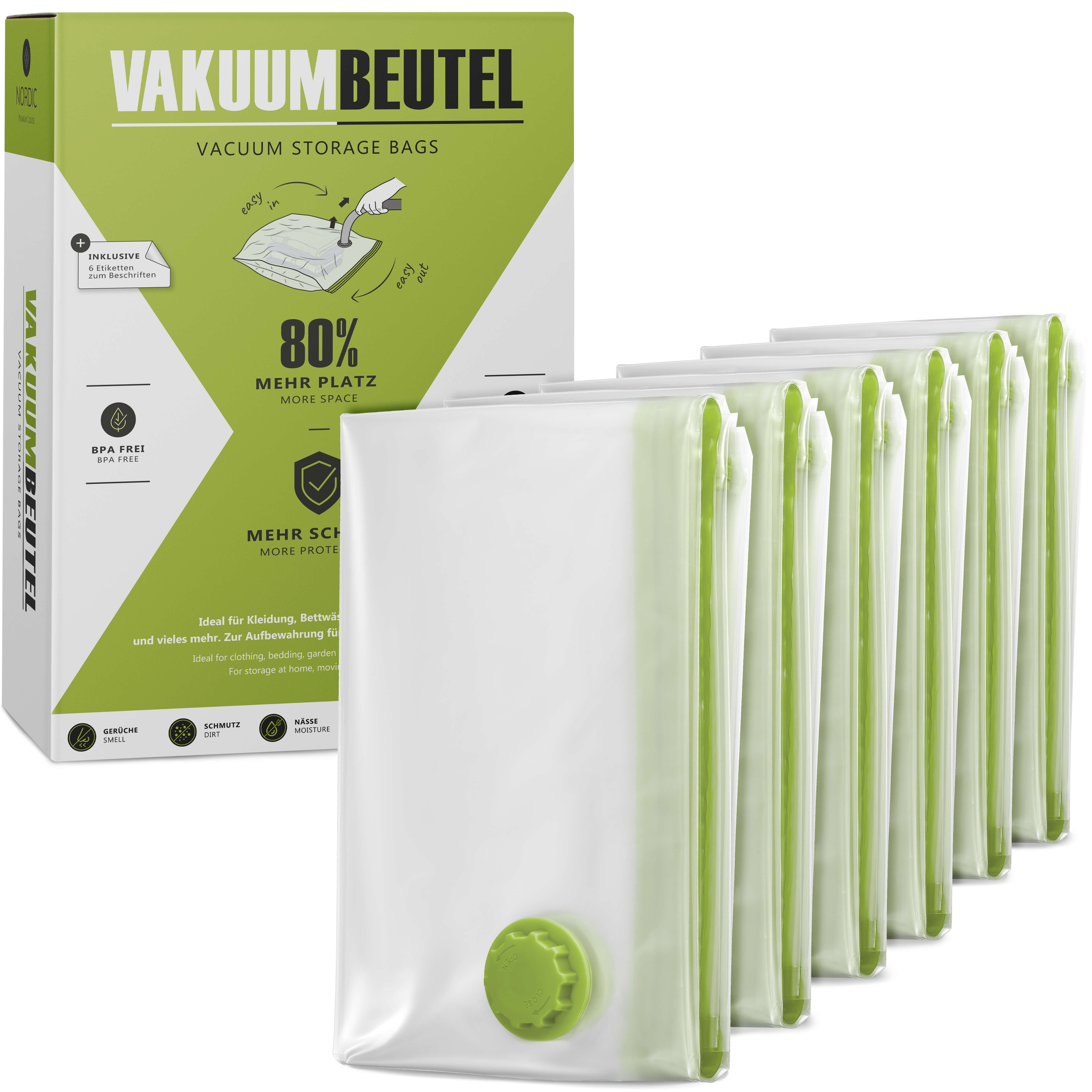 NORDIC Premium Goods Vakuumierbeutel Kleidung, Vakuumbeutel für Kleidung, Bettdecken, Reise uvm.