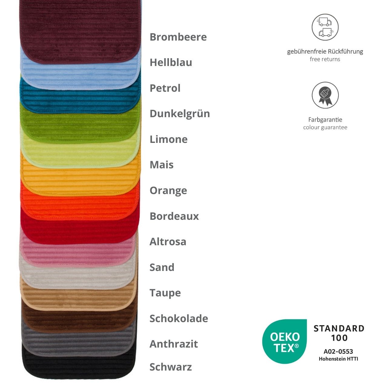 liebling Badematte Badvorleger, Badteppich, rutschhemmend beschichtet, fußbodenheizungsgeeignet, Polyester, mit Bügelausschnitt, starke Saugfähigkeit, für alle Bodenbeläge, in verschiedenen Farben