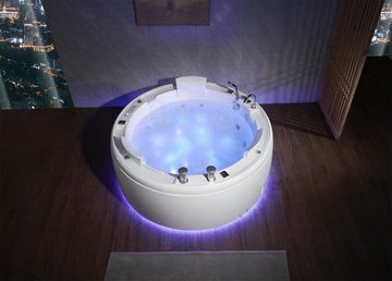 JVmoebel Whirlpool-Badewanne Luxus Whirlpool Badewanne Runde Wanne Licht Wasserfall LED-Beleuchtung, (1-tlg), Made in Europa
