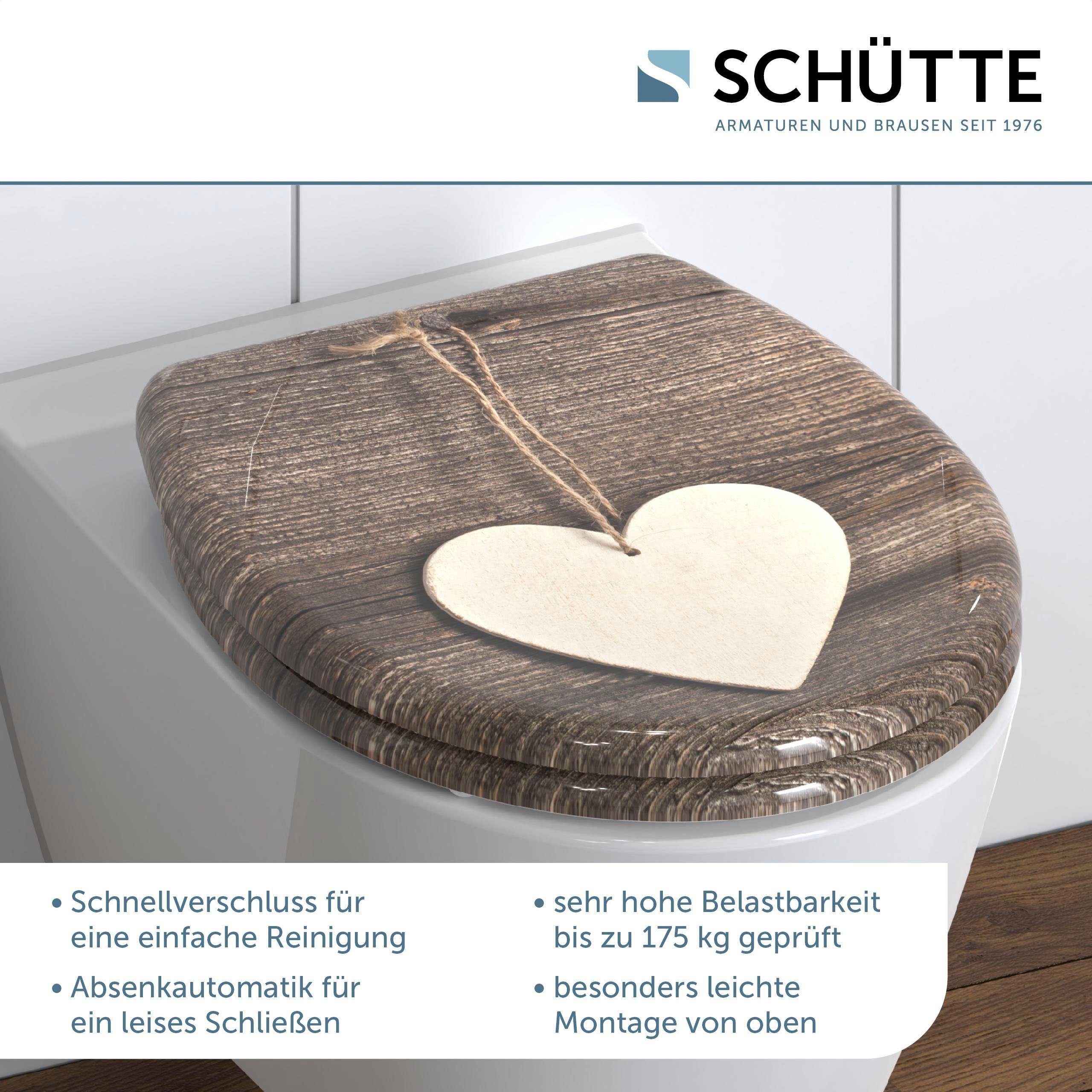 Schütte WC-Sitz Wood Heart, Duroplast, mit Absenkautomatik und Schnellversc günstig online kaufen