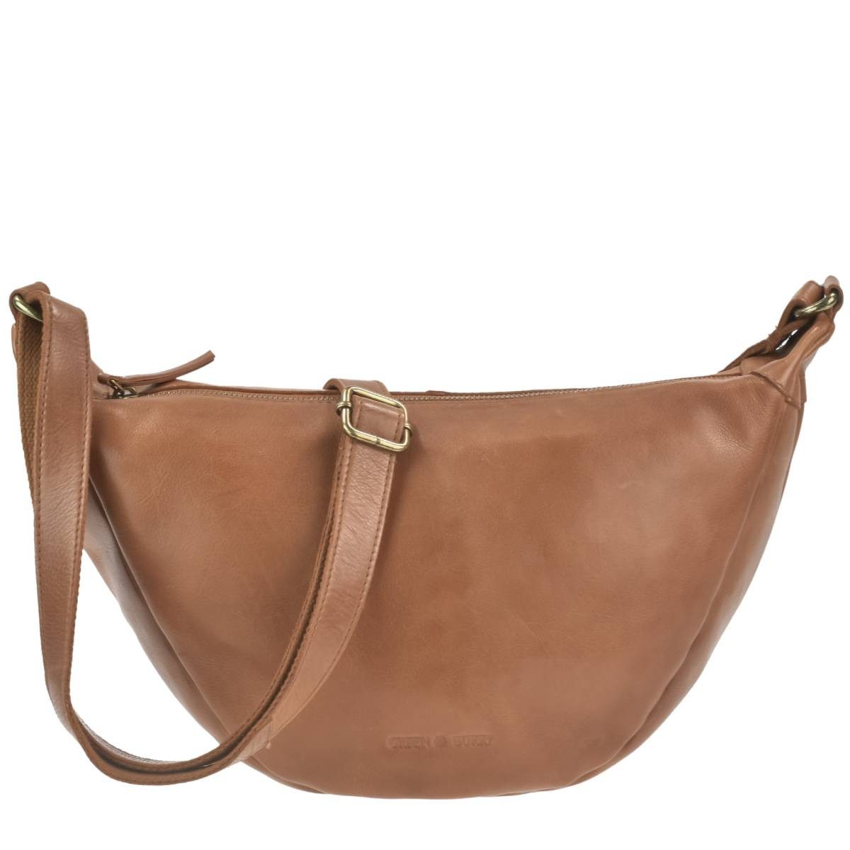 Greenburry Umhängetasche "Colombiana" Leder Crossbody Half Moon Bag Tasche Damen, Hauptfach 34x19cm, Gurt 115-185 cm