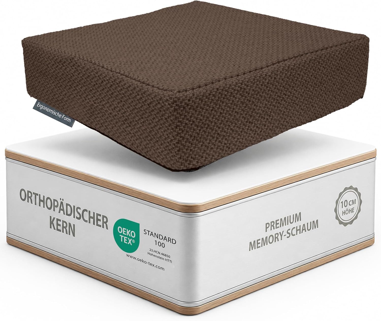 Stoffschmiede Sitzkissen Sitzerhöhung - orthopädisches Sitzkissen mit Memory Foam - 40x40x10cm, Ergonomisches Sitzkissen Stuhl als Sitzerhöhung und Aufstehhilfe