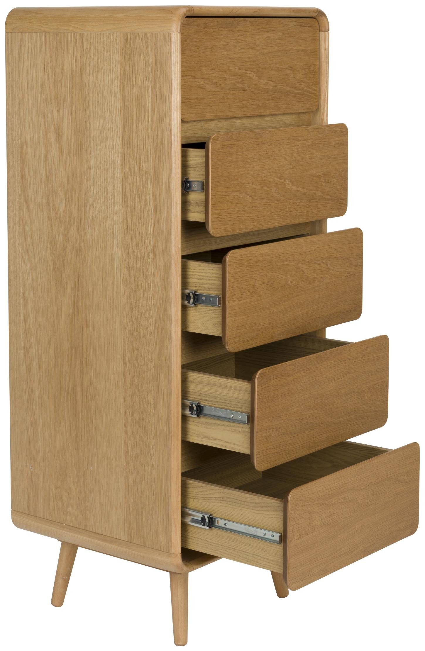 Zuiver Schubkastenkommode Schrank Kommode RISE Natural von ZUIVER mit 5 Schubkästen