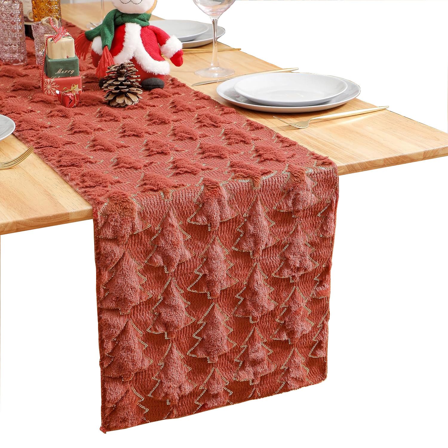 Kaket Tischläufer Weihnachten, Plüsch Gold Pailletten Glitzer Deko, Tischlä günstig online kaufen