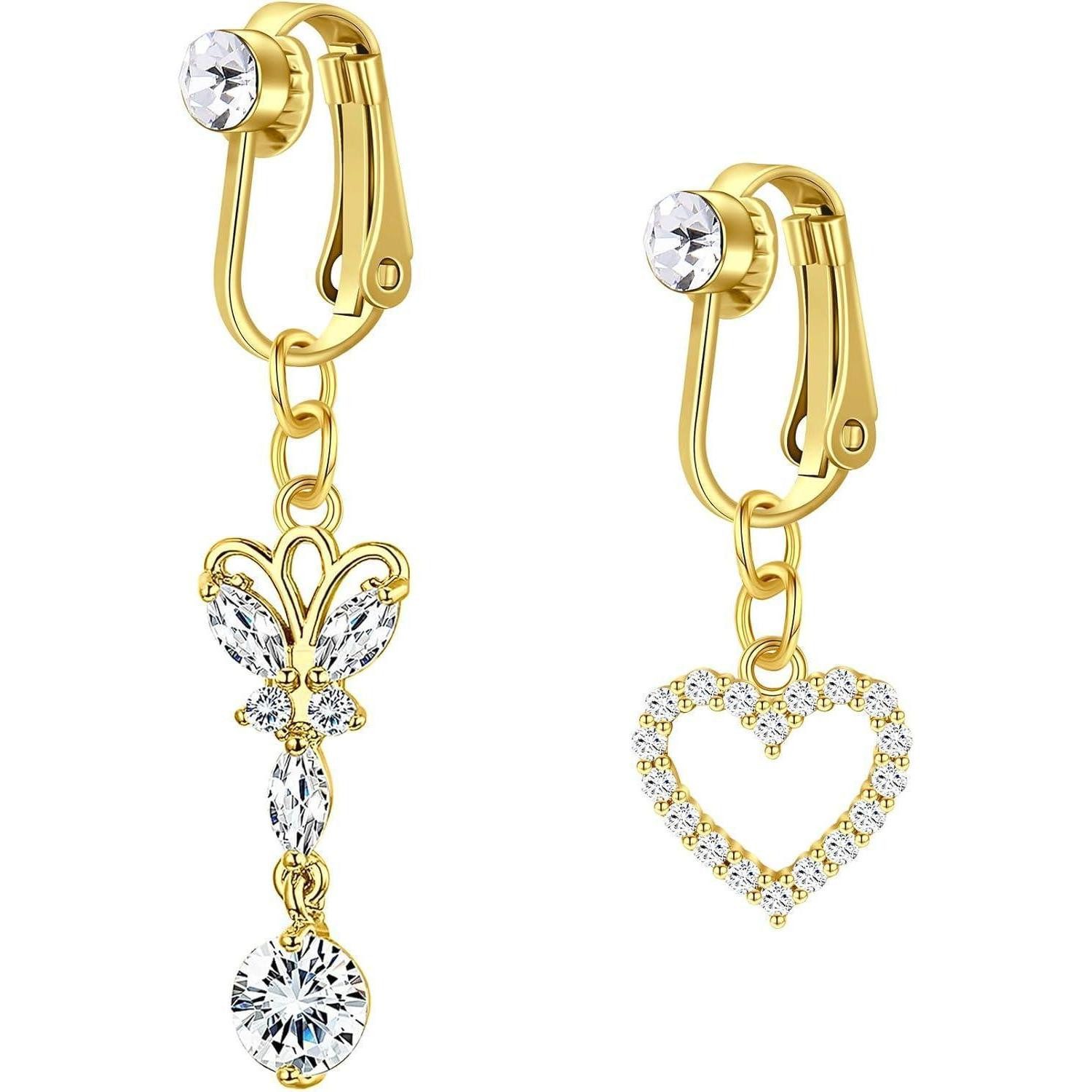 CIZME Bauchnabelpiercing-Set 2-teiliges gefälschtes Nabelringe Set Edelstahl Silber Gold