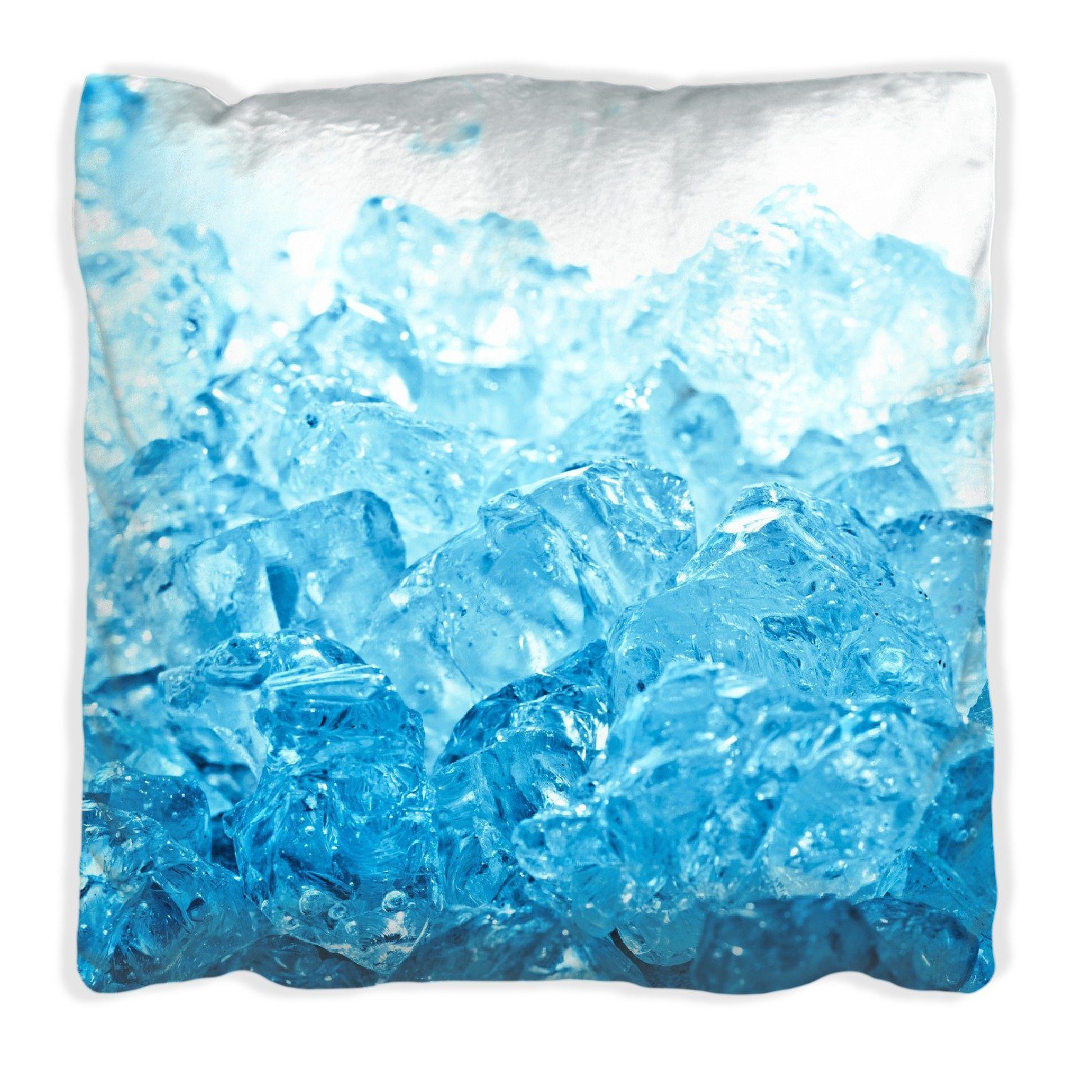 Wallario Dekokissen Eis Leuchtendes in blau, handgenäht