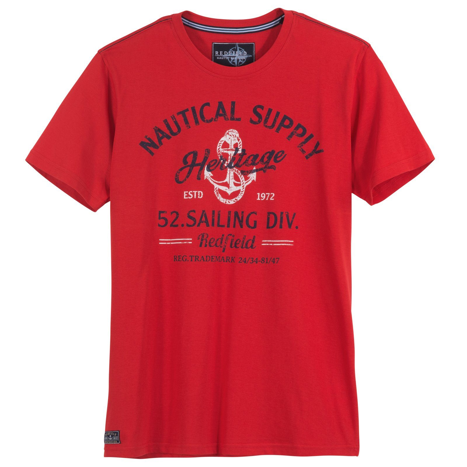 redfield Print-Shirt Große Größen Herren T-Shirt Nautical Supply rot Redfield | Print-Shirts