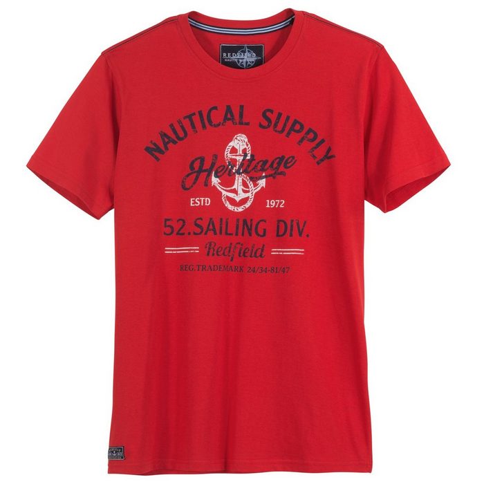 redfield Print-Shirt Große Größen Herren T-Shirt Nautical Supply rot Redfield