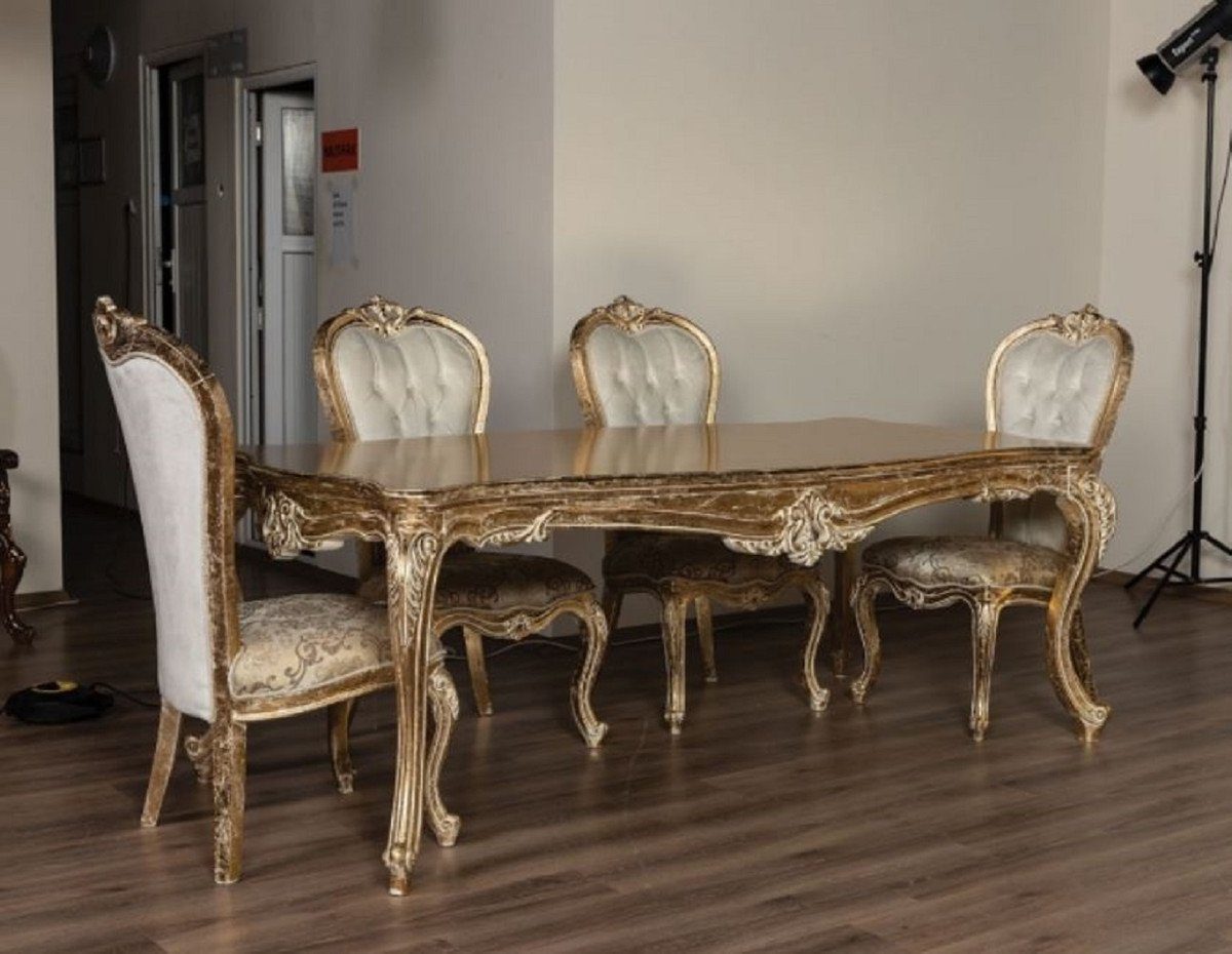 Gold Möbel Esszimmer Prunkvoll Barock Casa Edel Luxus - Esszimmertisch Handgefertigter Barock Massivholz Antik im Esstisch - - Barockstil Padrino & Esstisch