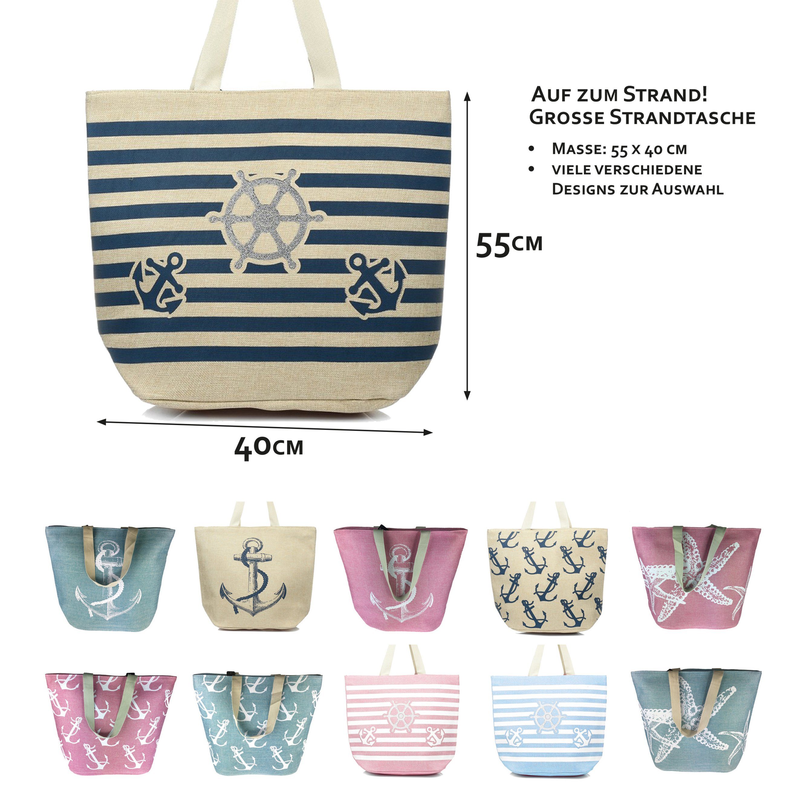 BambiniWelt by Rafael K. XL-Strandtasche Strandtasche mit Reißverschluss Beachbag Shopper Schultertasche