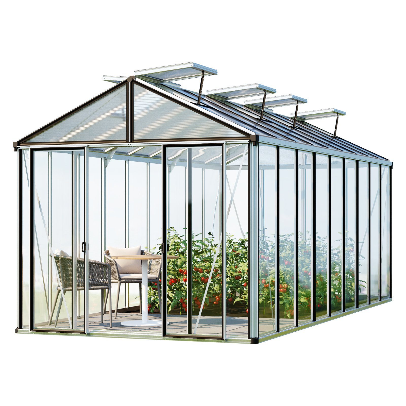 GFP Gewächshaus Hera 9, Klapptisch und 2 automatische Fensteröffner inklusive