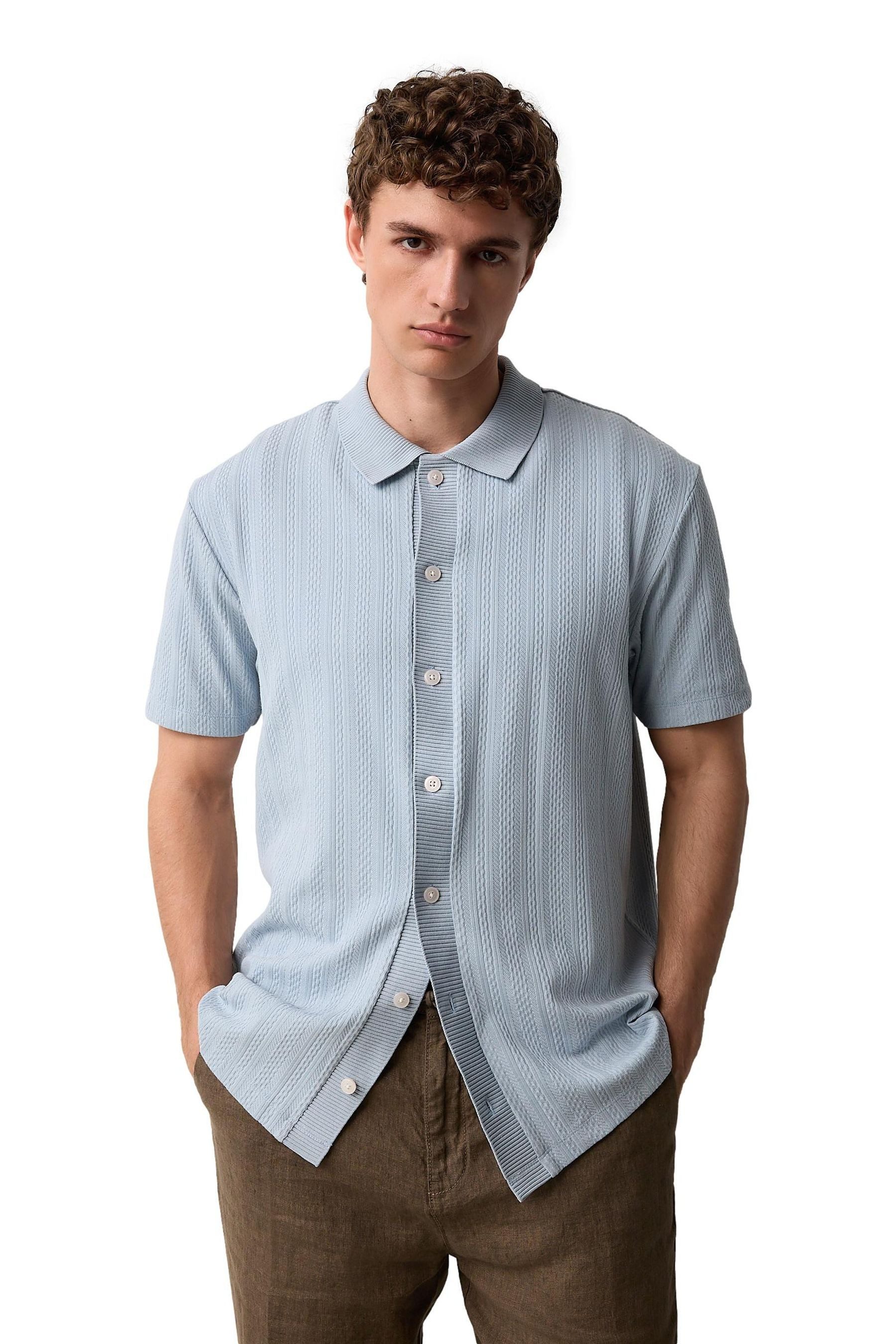 Next Kurzarmhemd Hemd aus strukturiertem Jersey günstig online kaufen