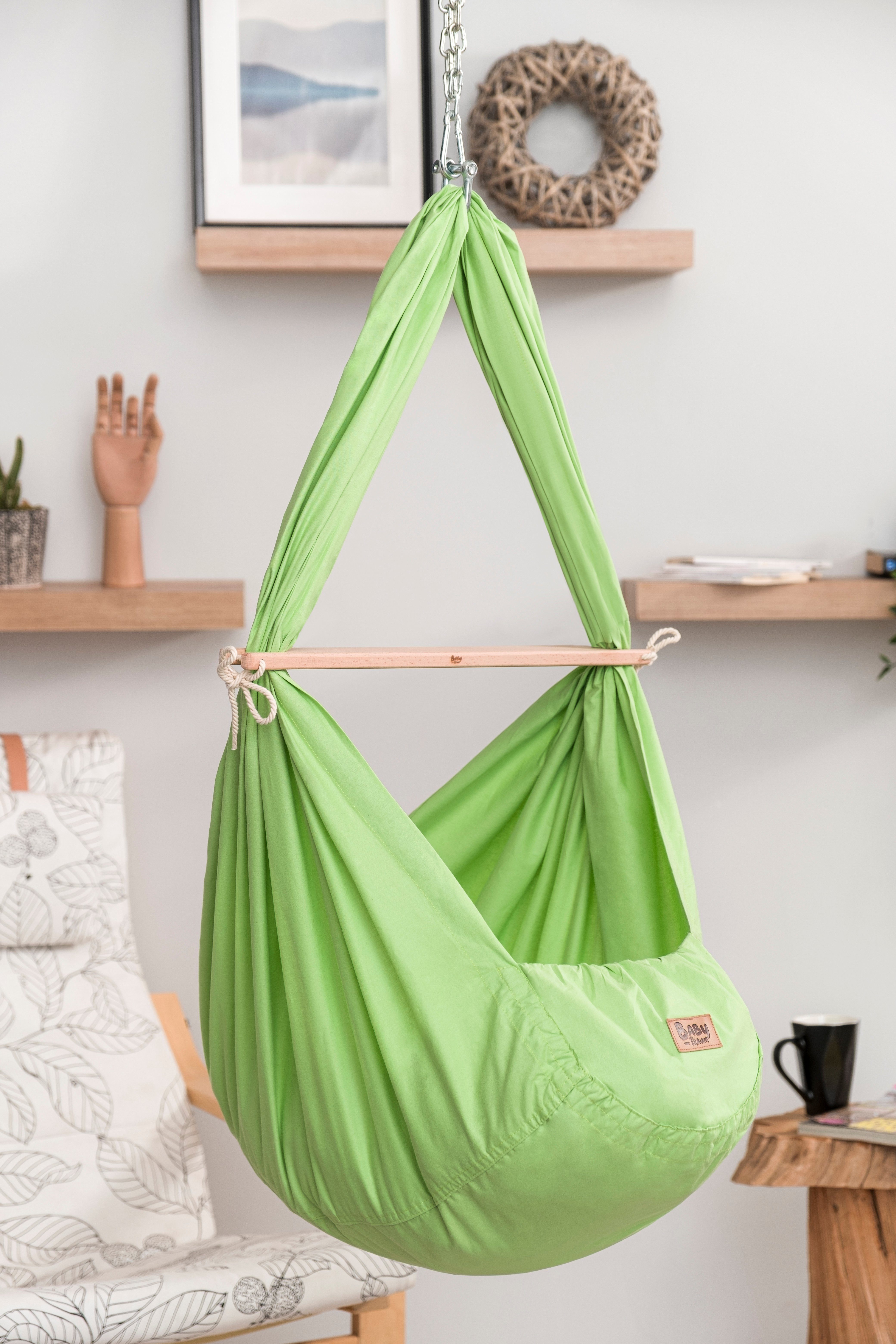 TeppichHome24 Federwippe Baby Весенняя колыбель Komplett-Set in Grün