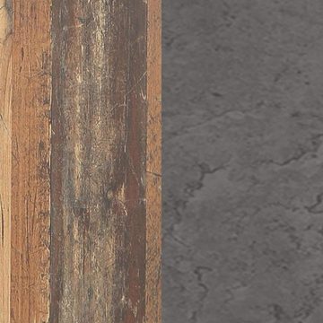 FORTE Mehrzweckschrank Schwebetürenschrank Mehrzweckschrank OZZULA Old Wood Vintage und Beton