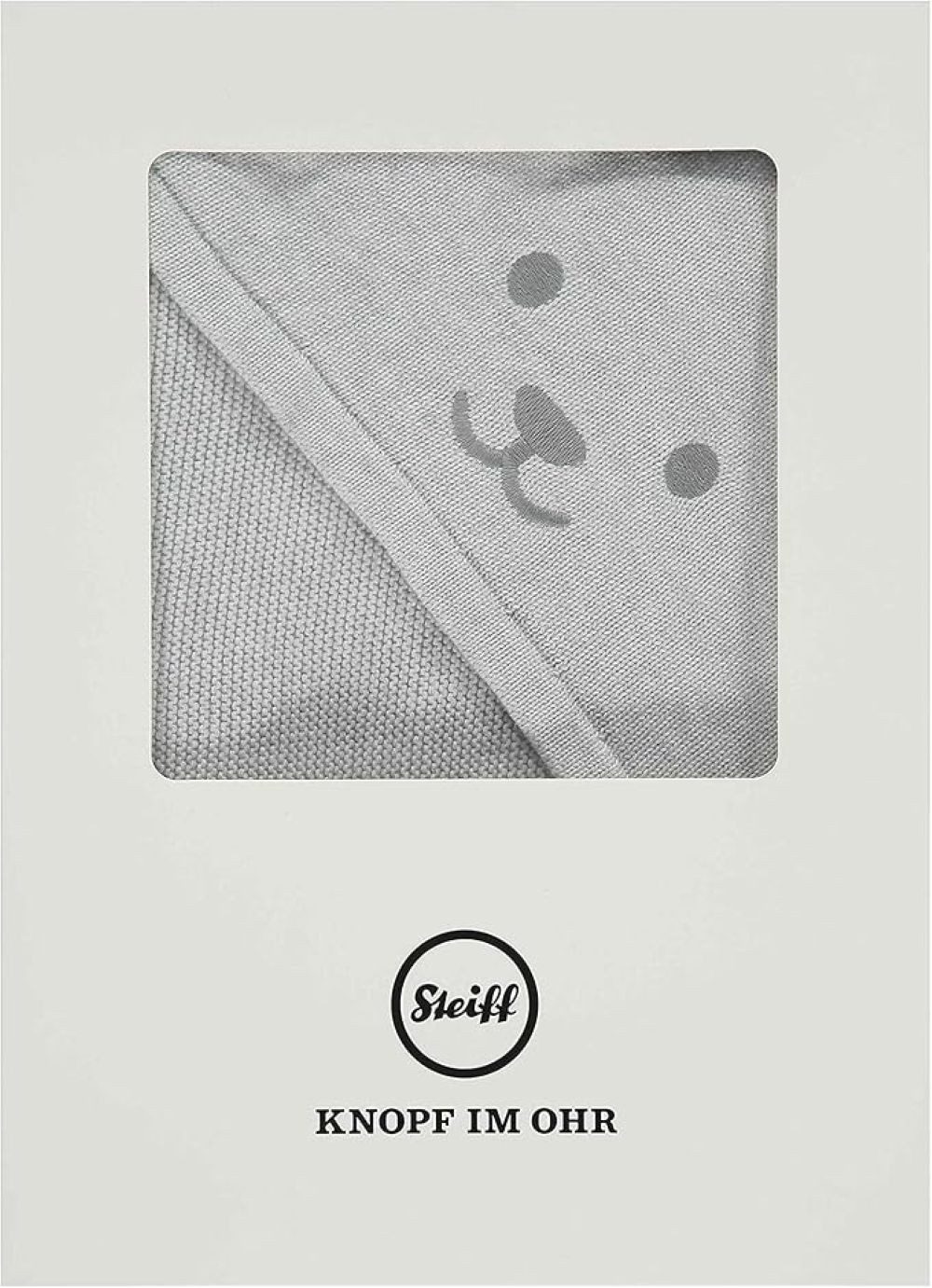 Babydecke Strickdecke mit Kapuze Decke Kuscheldecke grau, Steiff