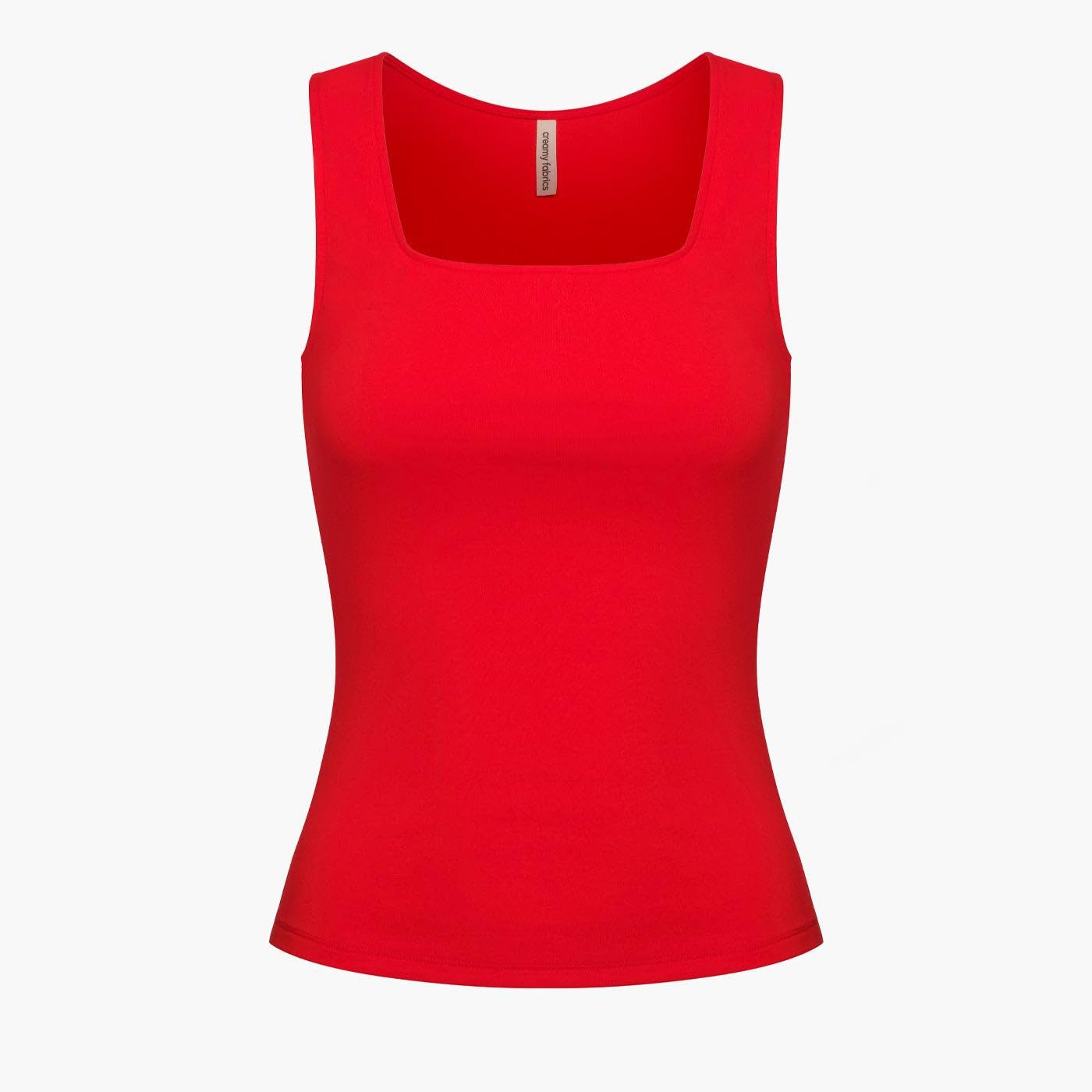 cfab (creamy fabrics) Tanktop Cotton Tanktop mit eckigem Ausschnitt-Fire Red-XS (1-tlg)