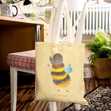 Mr. & Mrs. Panda Tragetasche Hummel flauschig - Gelb Pastell - Geschenk, Tiermotive, Tragetasche, (1-tlg), Stilvolles Design