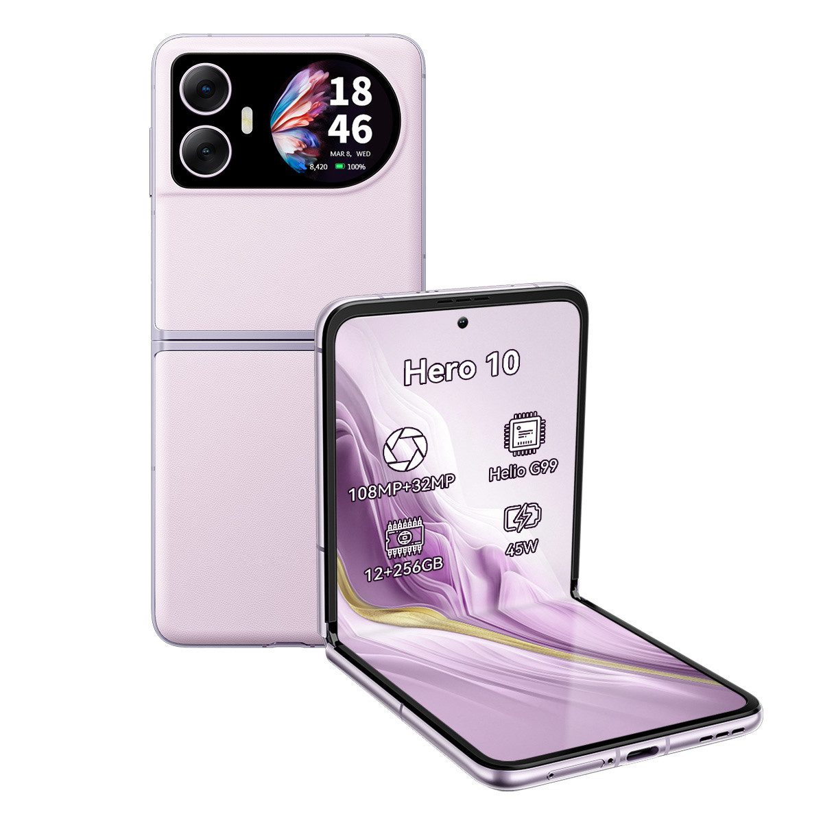 blackview Hero10 Flip Zwei Bildschirmen Smartphone (6.9 Zoll, 108 MP Kamera, 6,9", 2.5K, 108MP, Helio G99, 12+256GB, 45W, NFC)