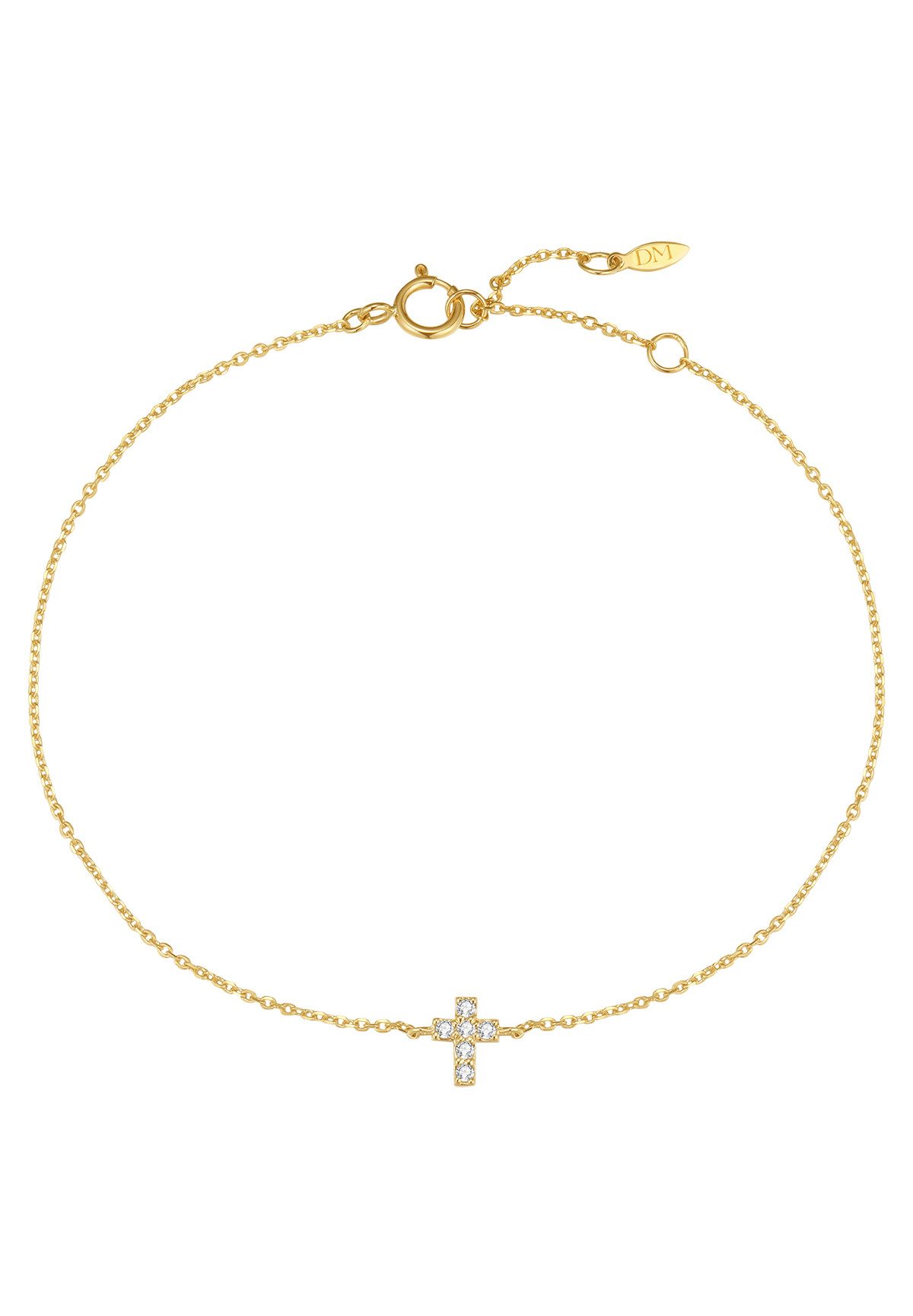 Dear Me Goldarmband 585 Gold Kreuz Kristalle, Armkette Echtgold Anhänger, 1 günstig online kaufen