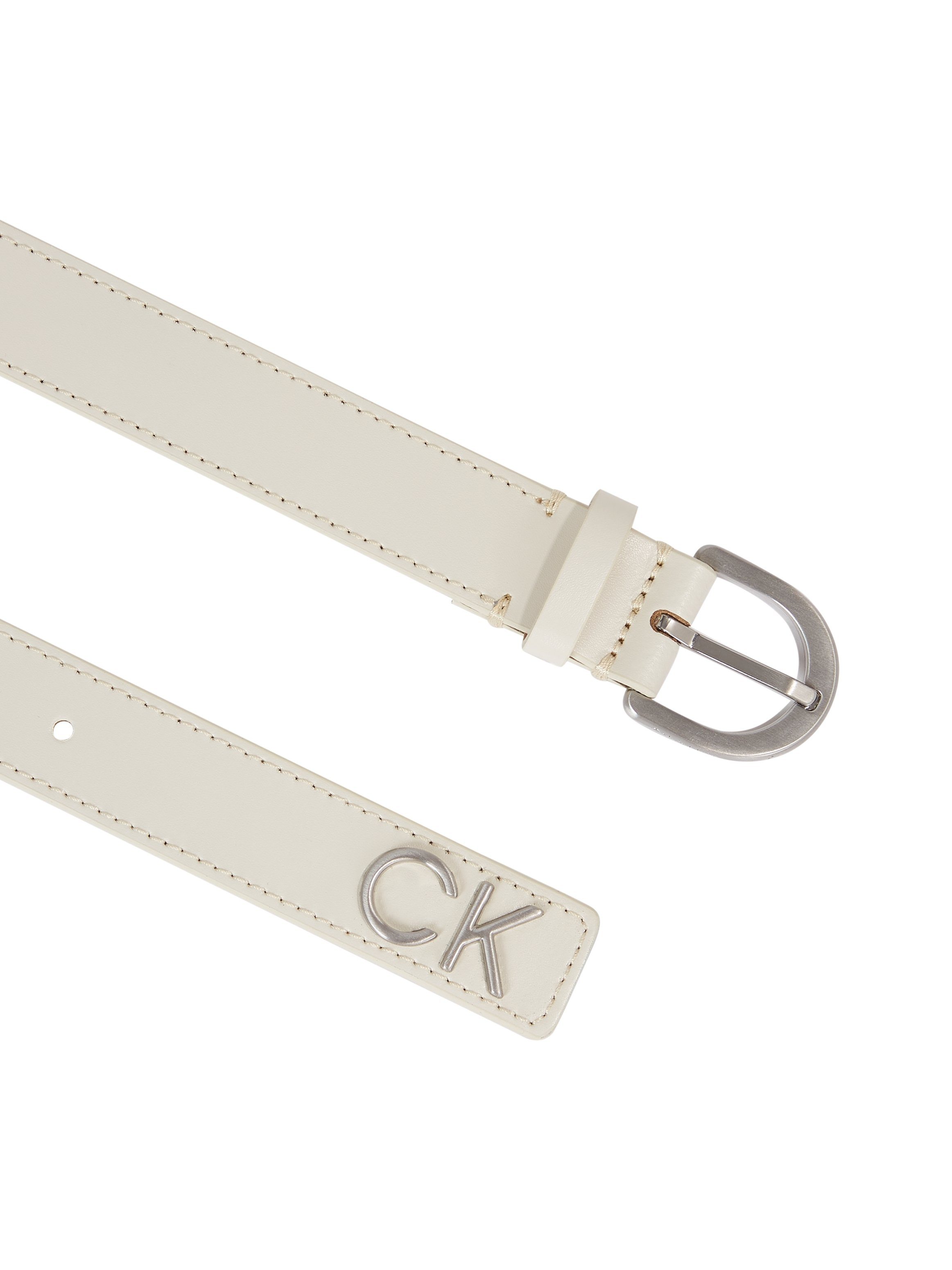 Calvin Klein RE-LOCK mit W/TIP Ledergürtel Dk BLT Einfachdornschließe BCKL Ecru 25MM RND